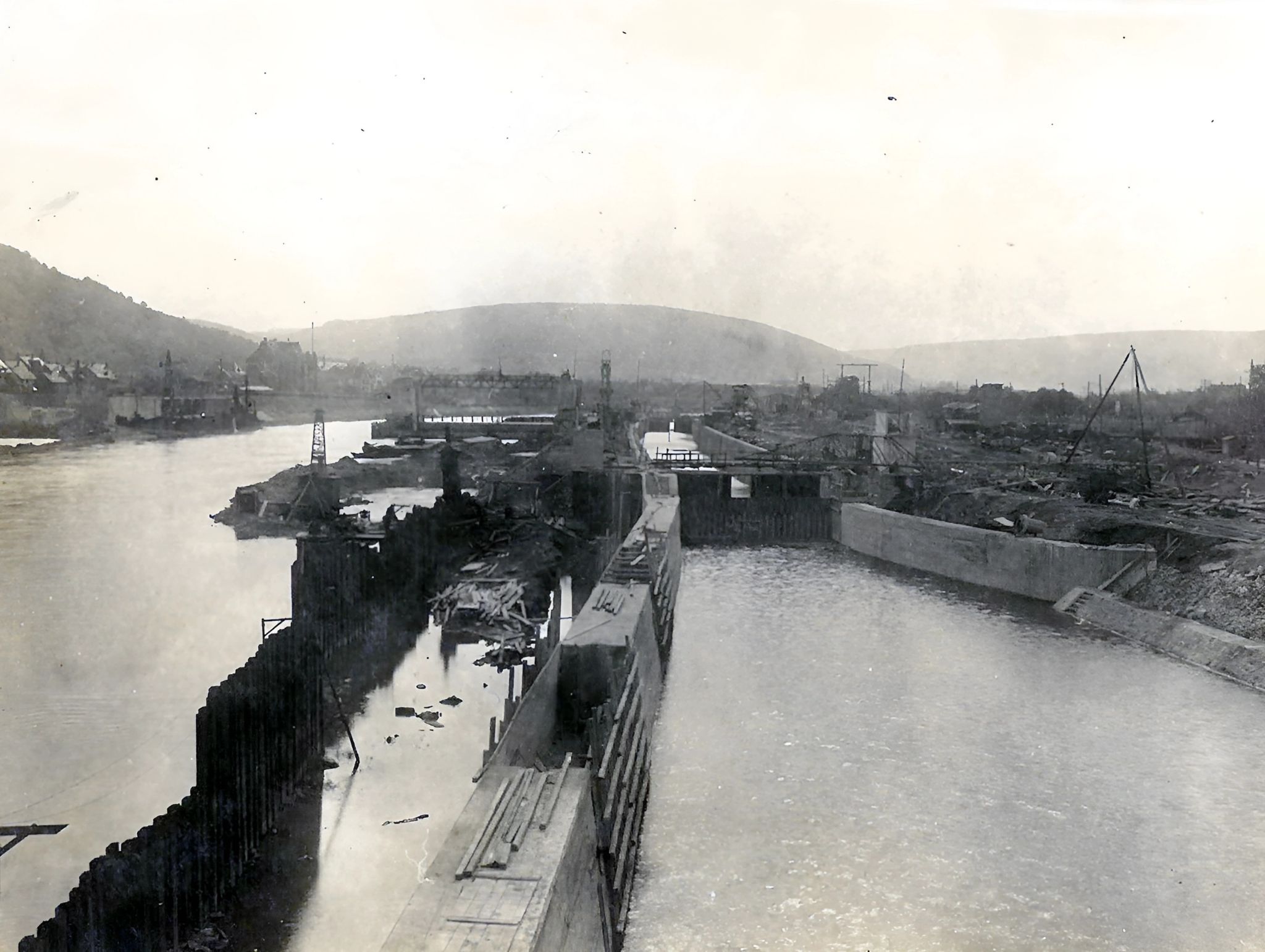 Bau der Schleusenkammer 1929