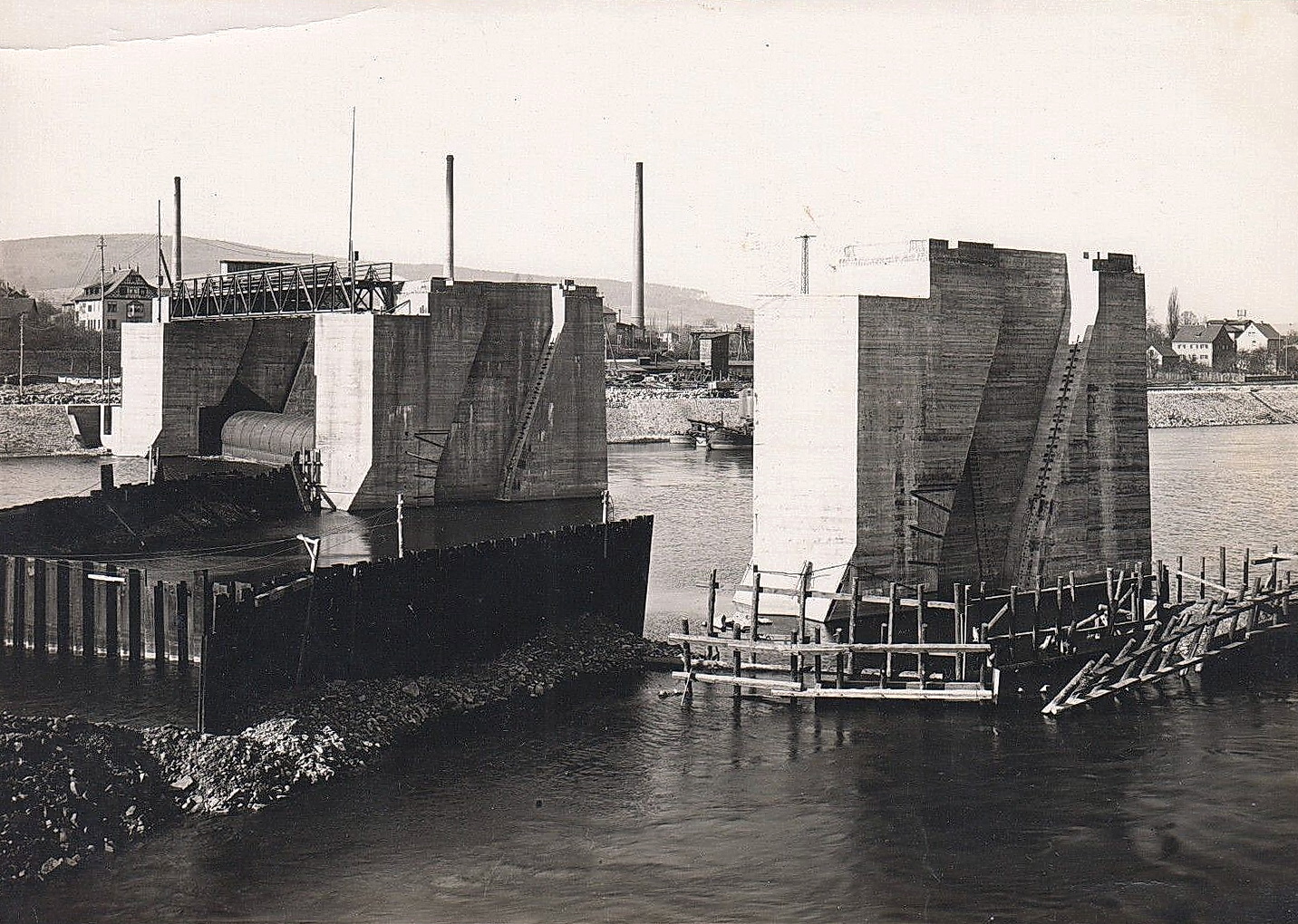 Bau der Staustufe 1929