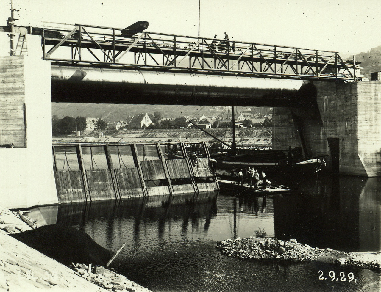 Bau der Staustufe 1929