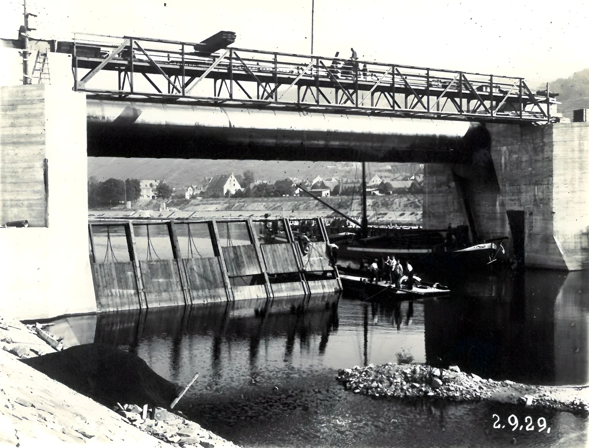Bau der Staustufe 1929