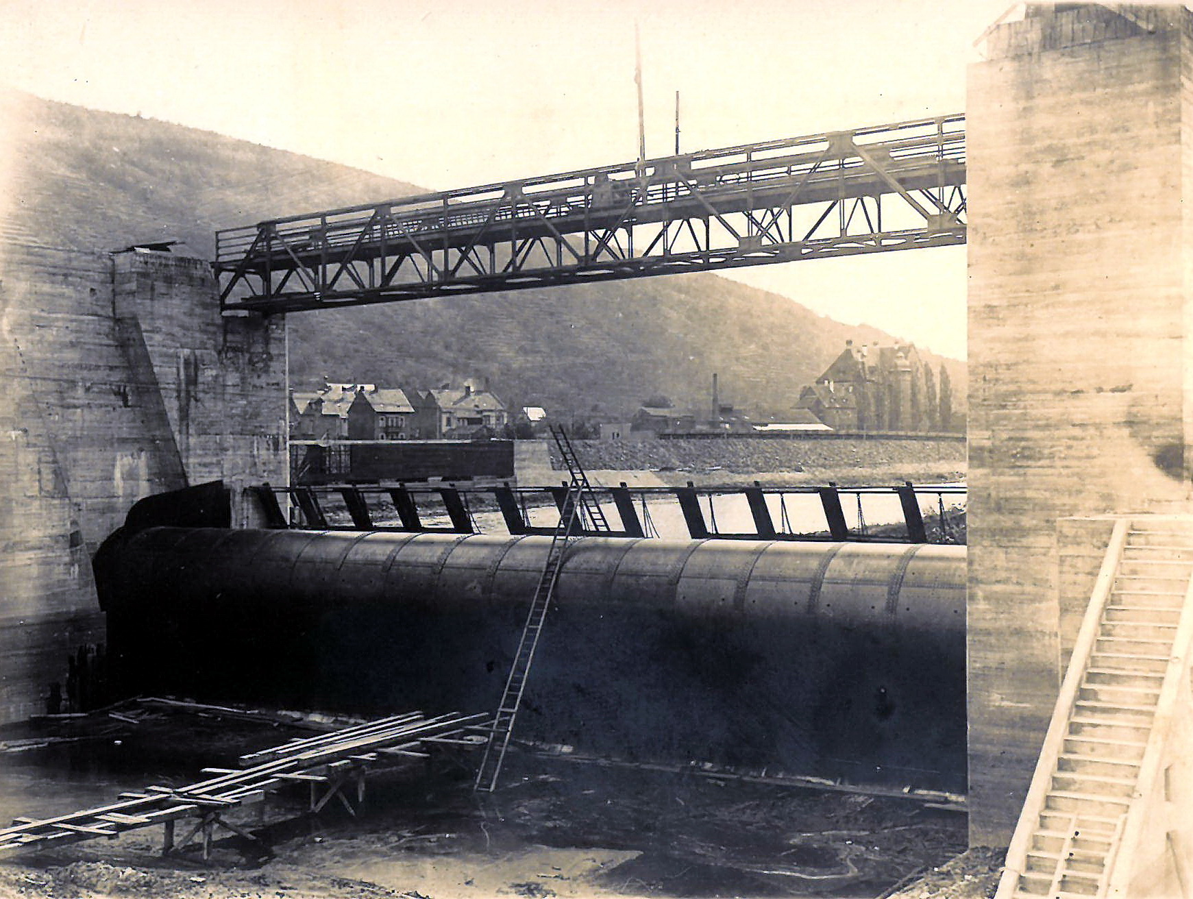 Bau der Staustufe 1929