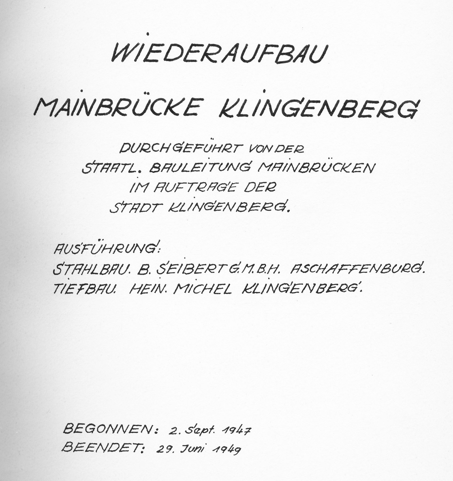Titelseite der Baudokumentation