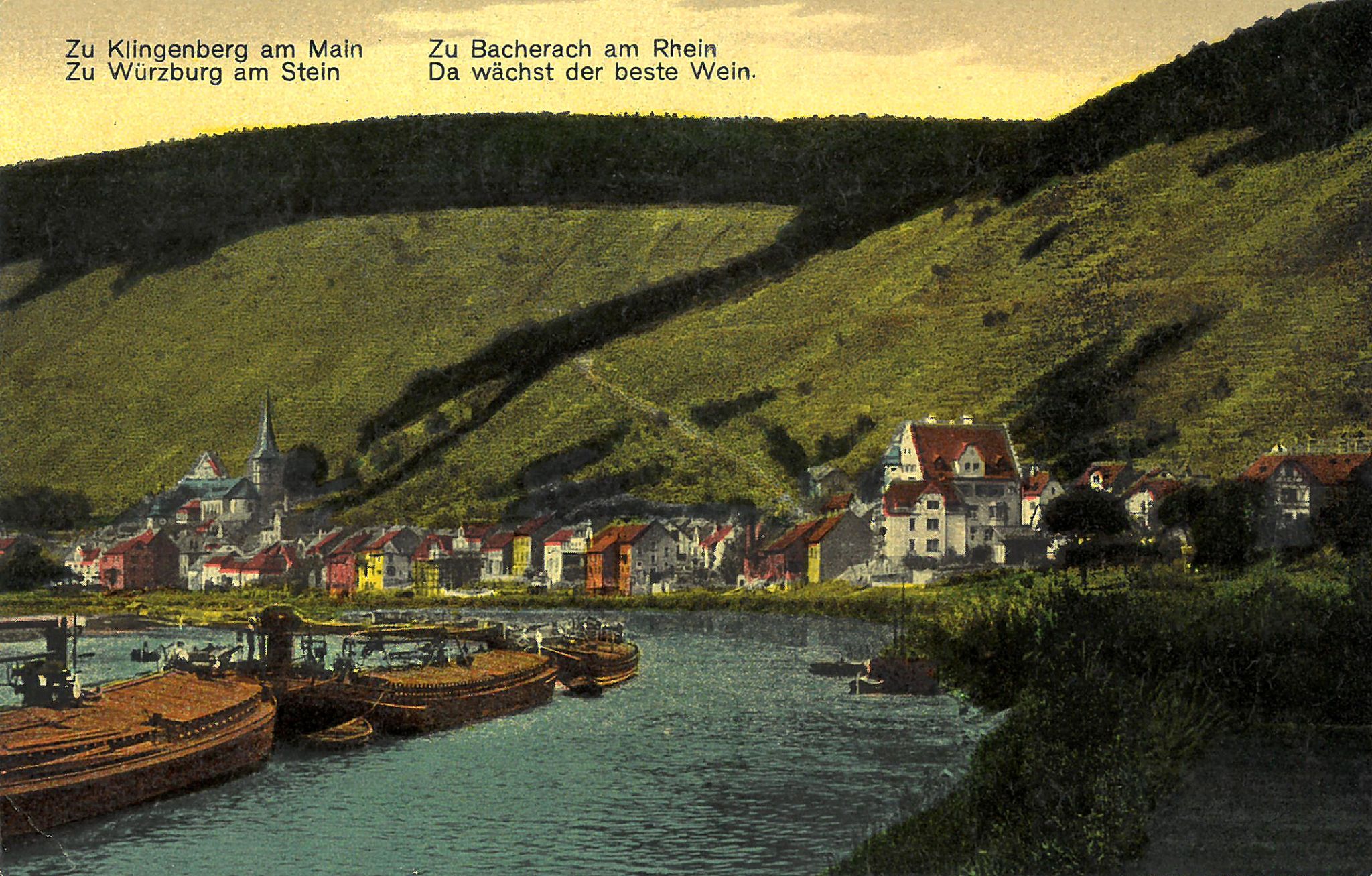 colorierte Ansichtskarte mit "Mähkuh" um 1920