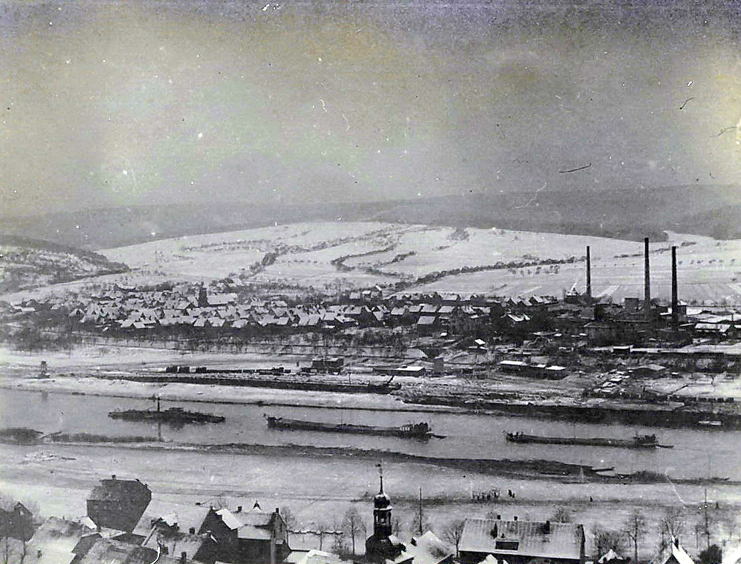 Der Main in der Winterlandschaft am 11.03.1928