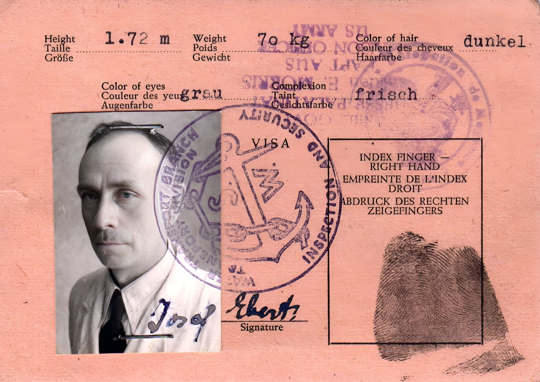 Schifferpatent Josef Ebert 1947 (Innenseite)