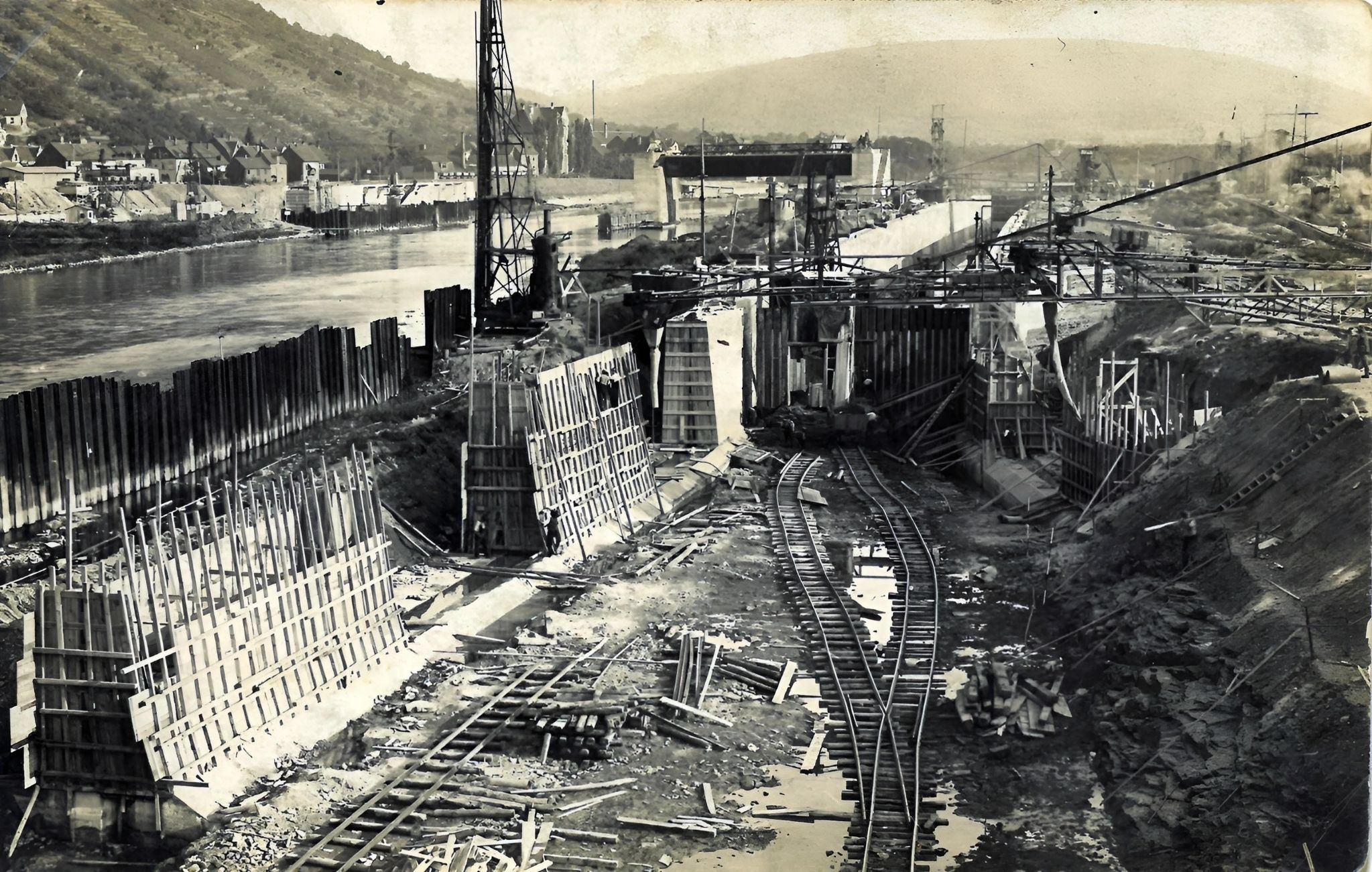 Bau der Schleusenkammer 1929