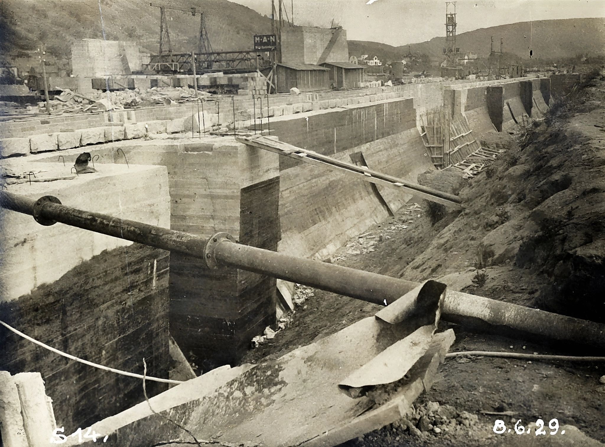 Bau der Schleusenkammer 1929