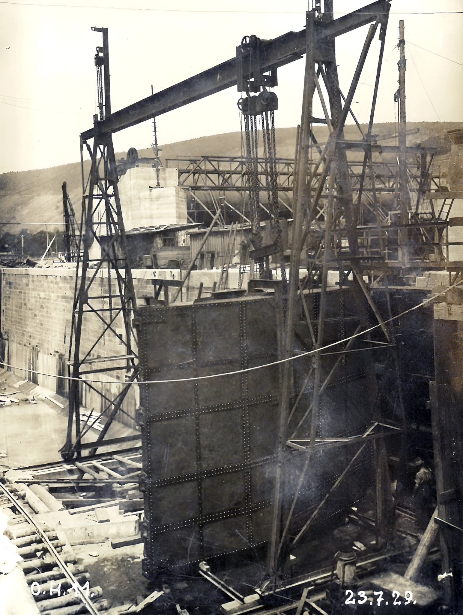 Bau der Schleusenkammer 1929