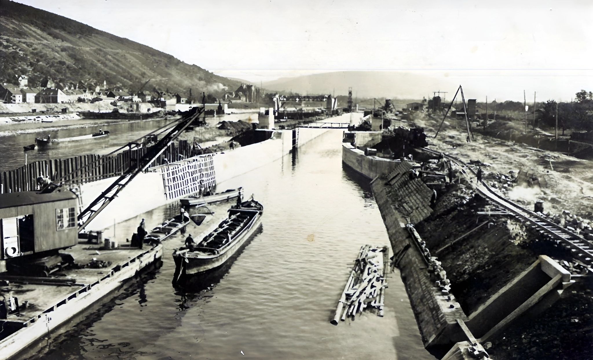 Bau der Schleusenkammer 1929