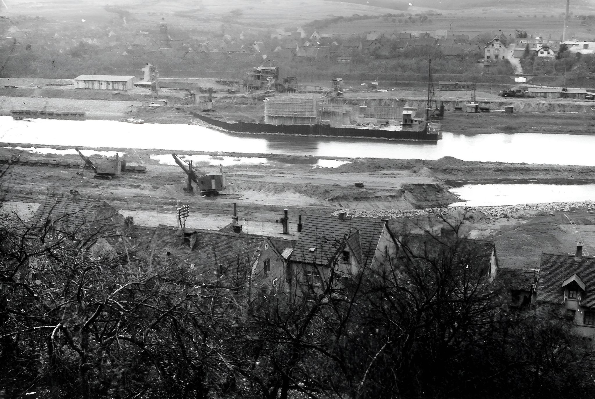 Bau der Staustufe 1928