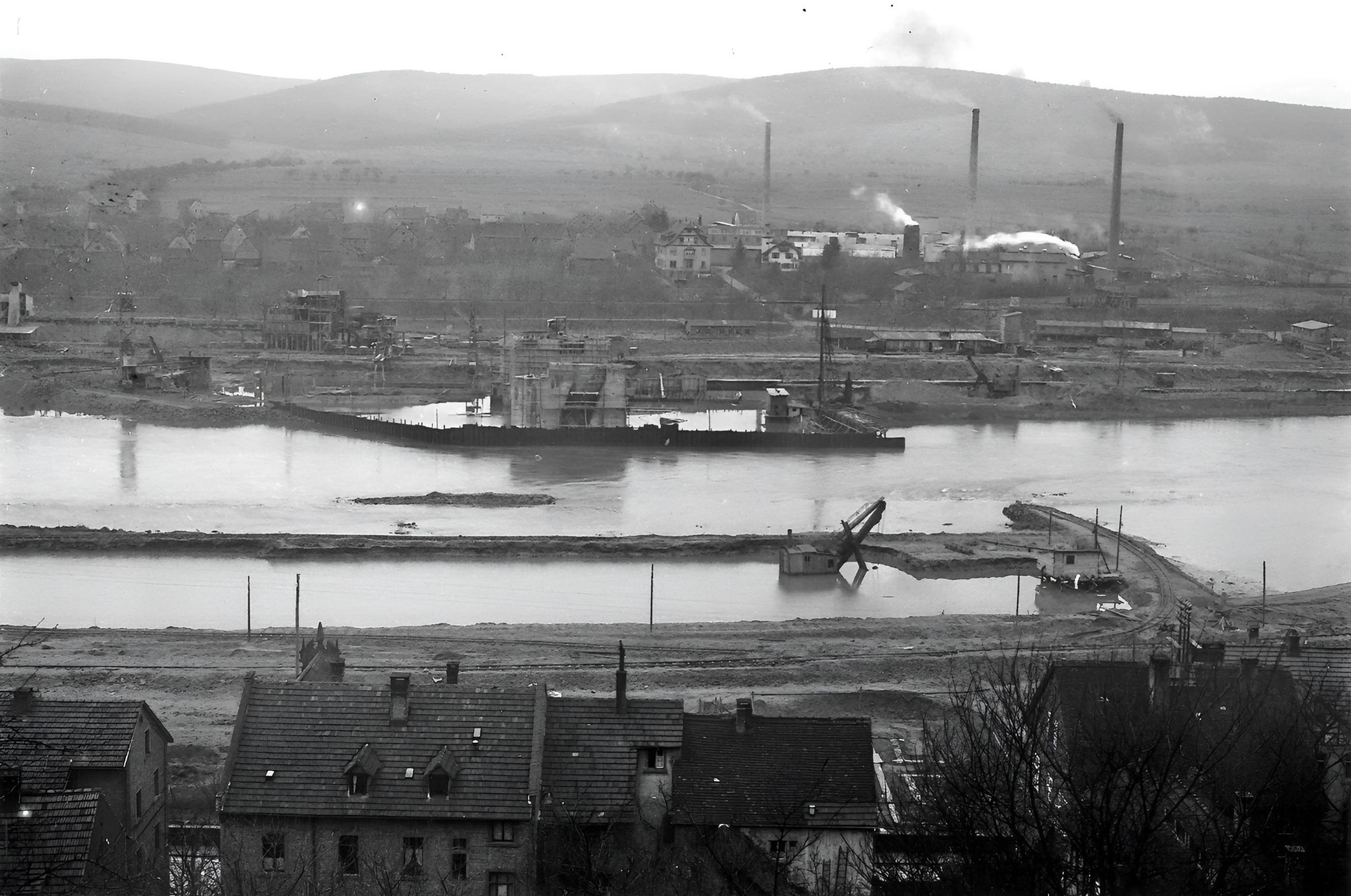 Bau der Staustufe 1928