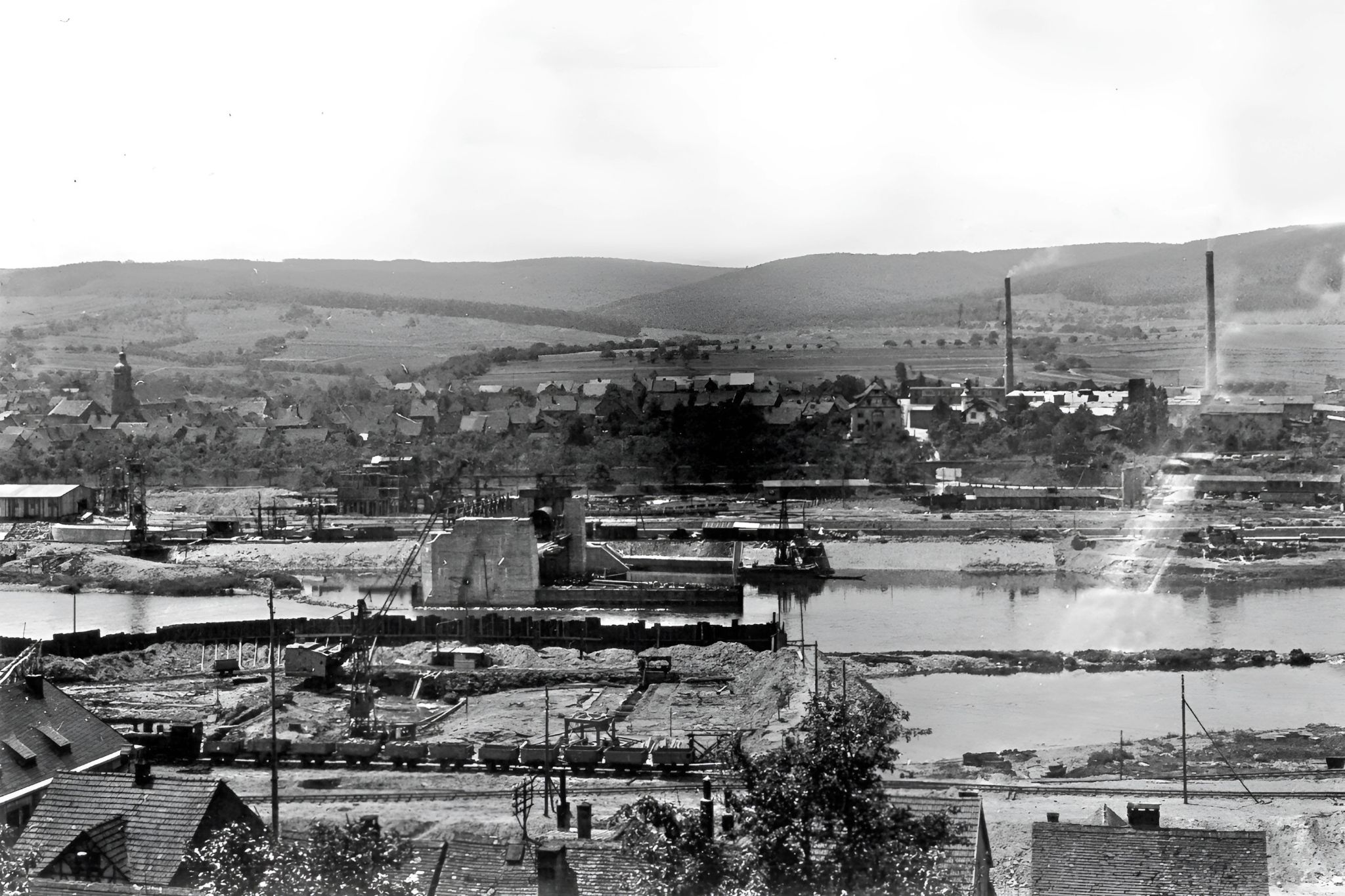 Bau der Staustufe 1928