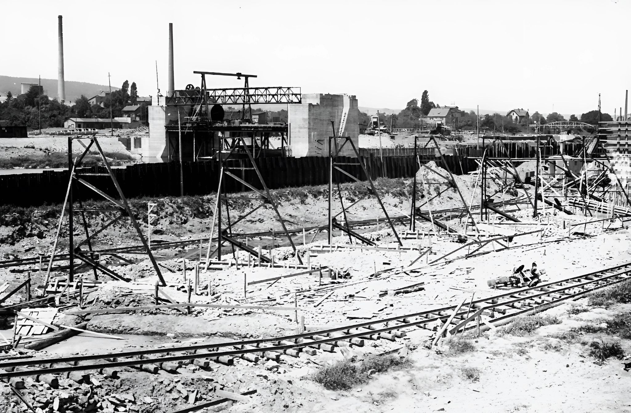 Bau der Staustufe 1928