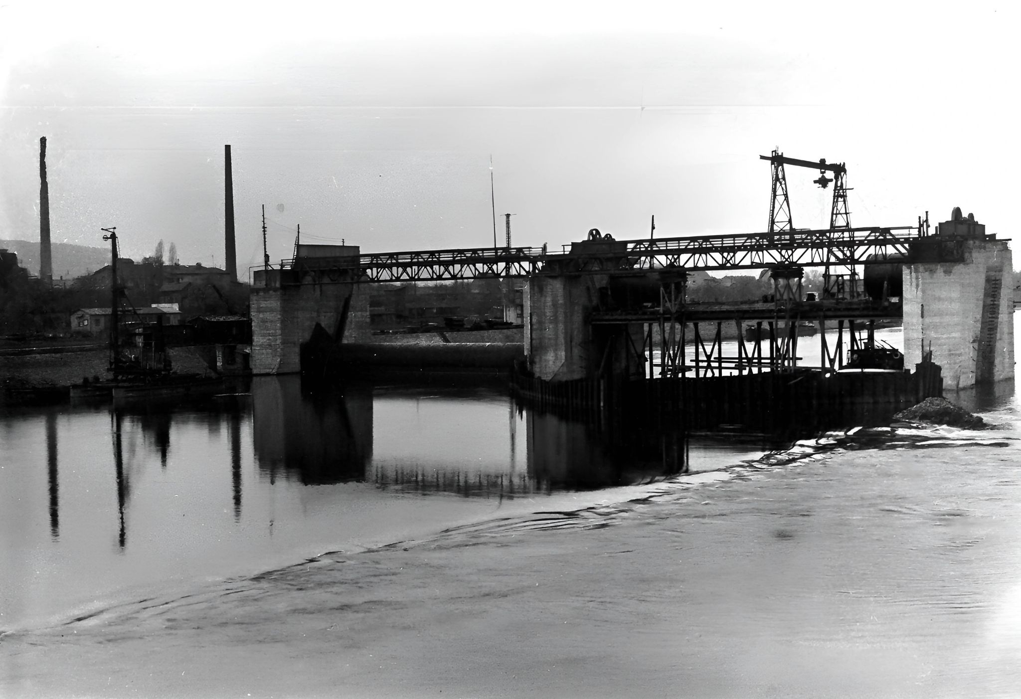 Bau der Staustufe 1928
