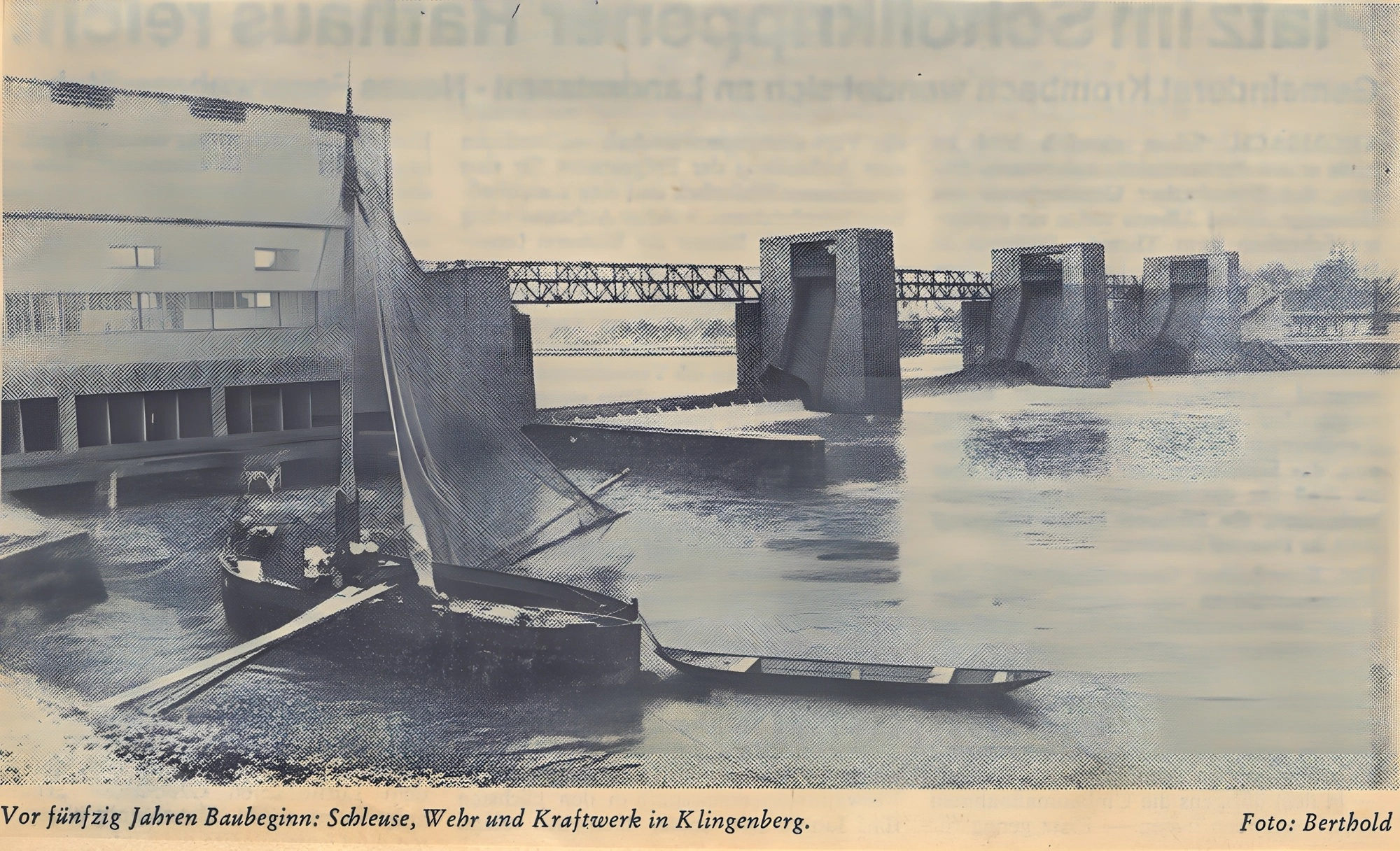 Bild zum Zeitungsbericht zum Staustufenbau vor 50 Jahren