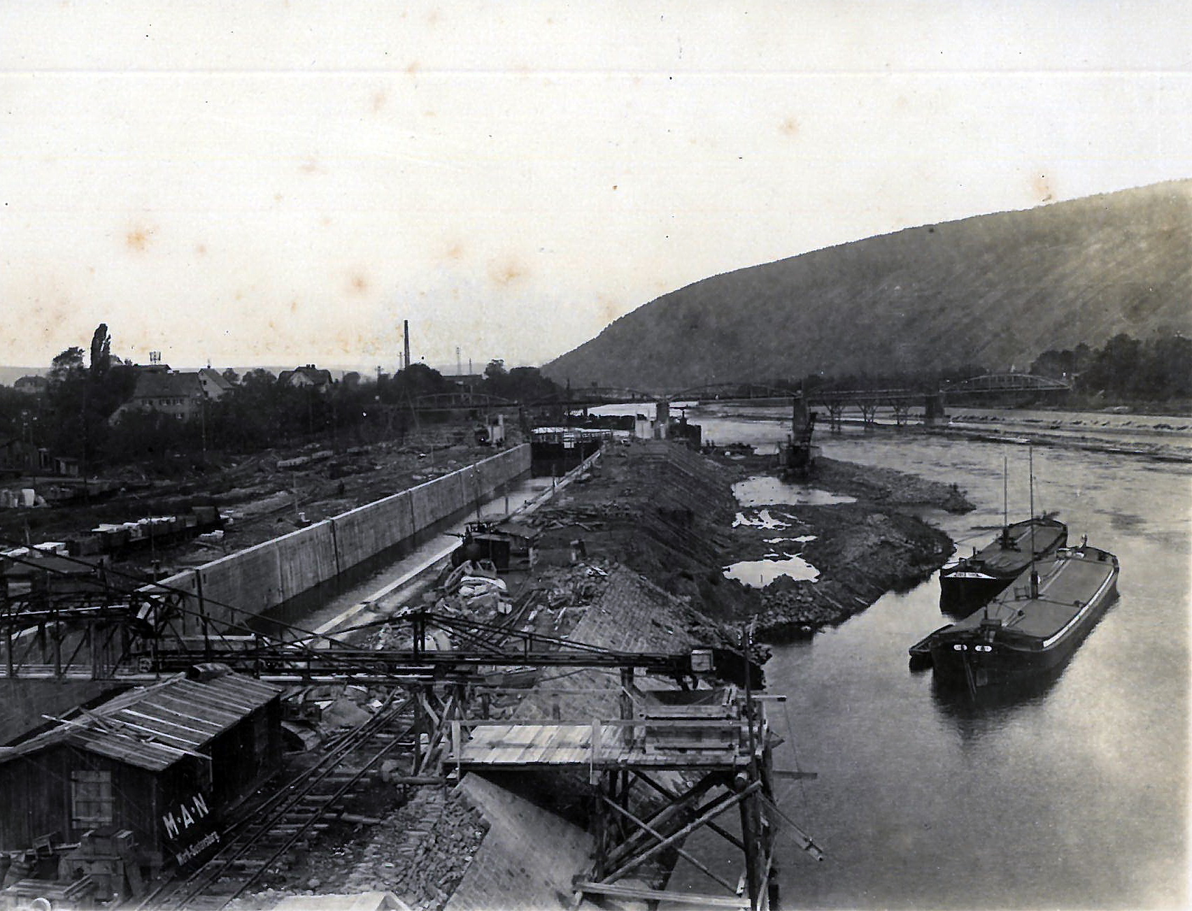 Bau der Staustufe 1929