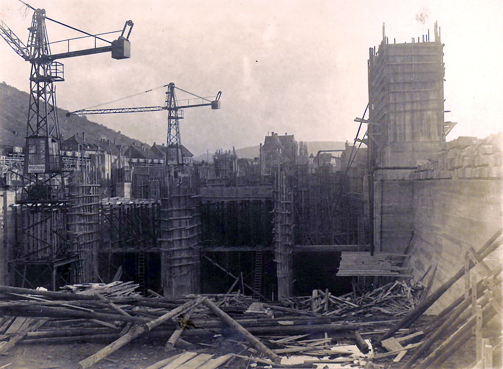 Bau der Staustufe 1929