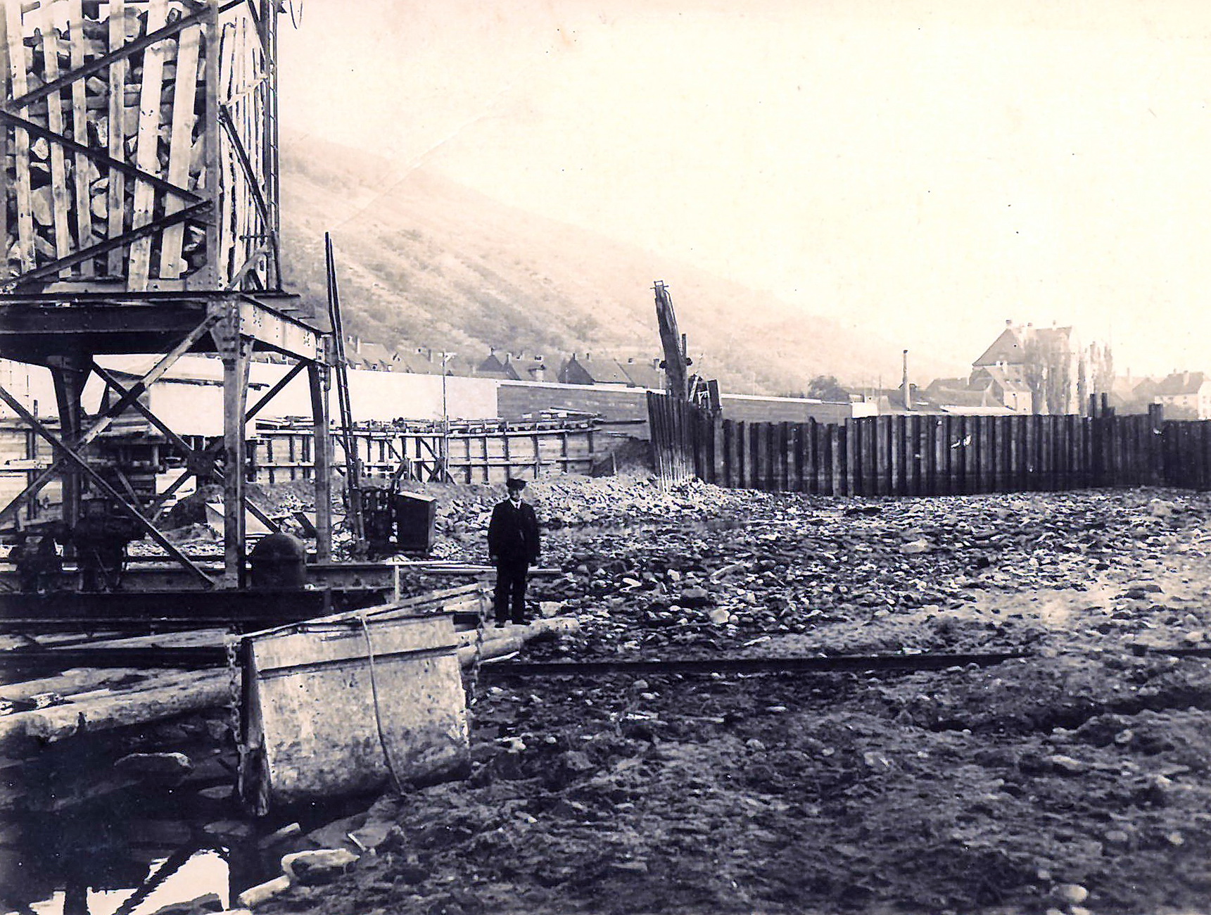 Bau der Staustufe 1929