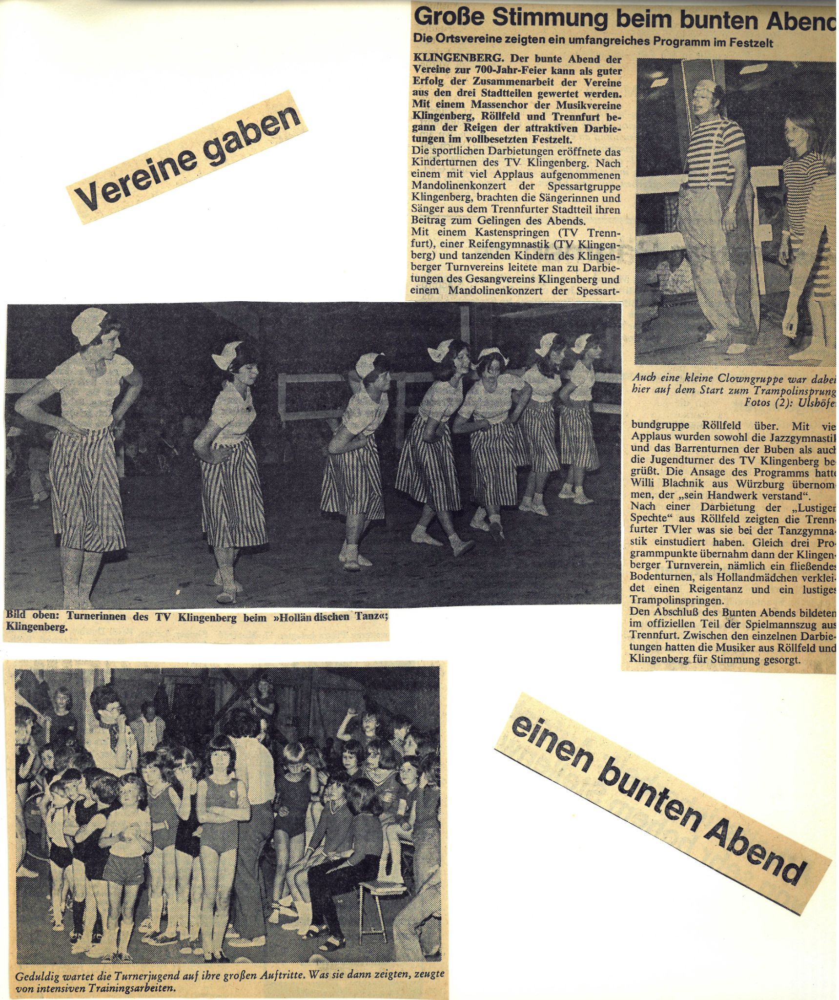 Zeitungsartikel "Bunter Abend der Vereine"