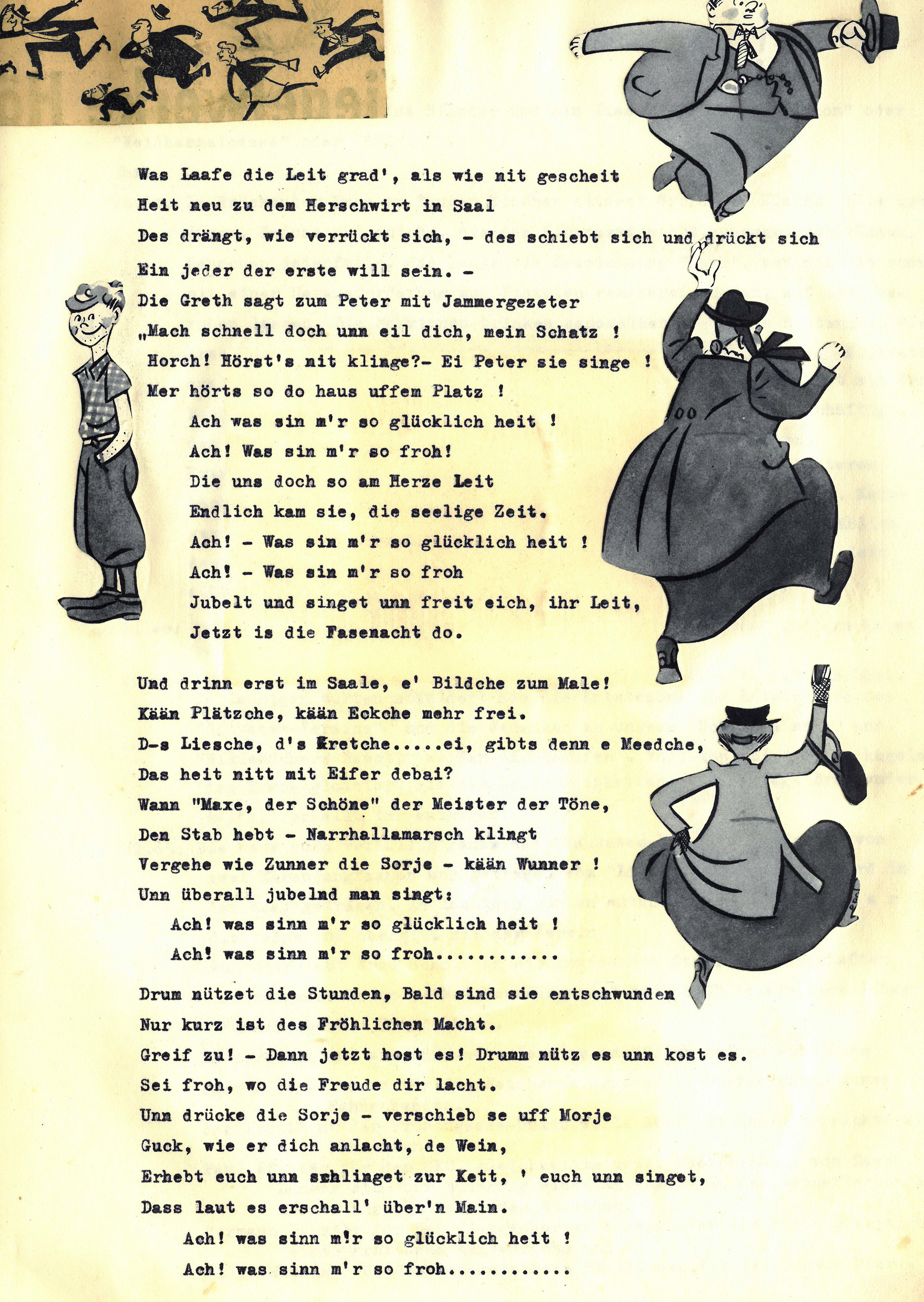 Büttenrede zum Fasching im Gasthaus zum Hirschen 1951