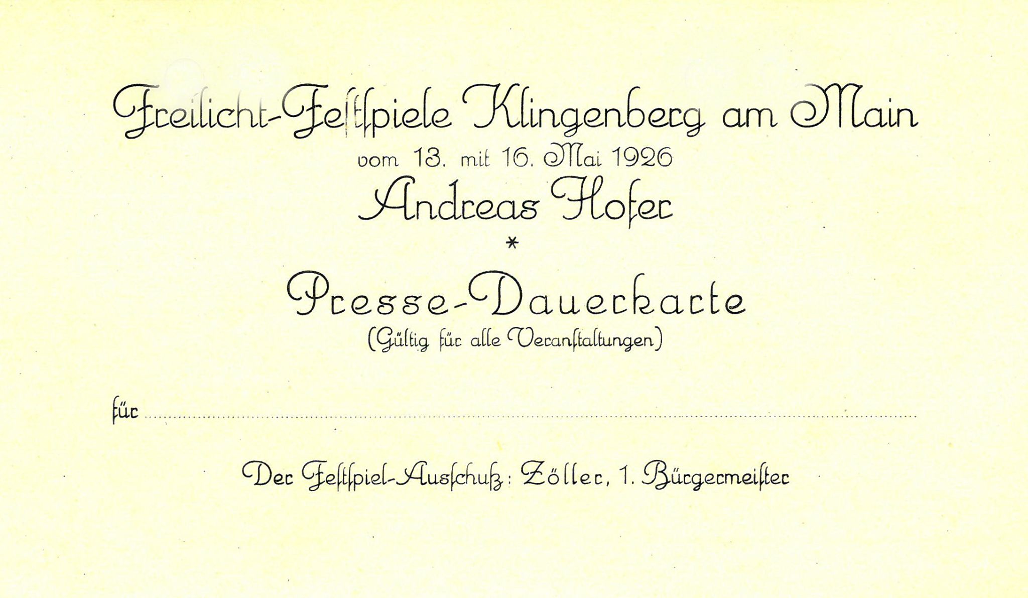 Dauerkarte für die Presse