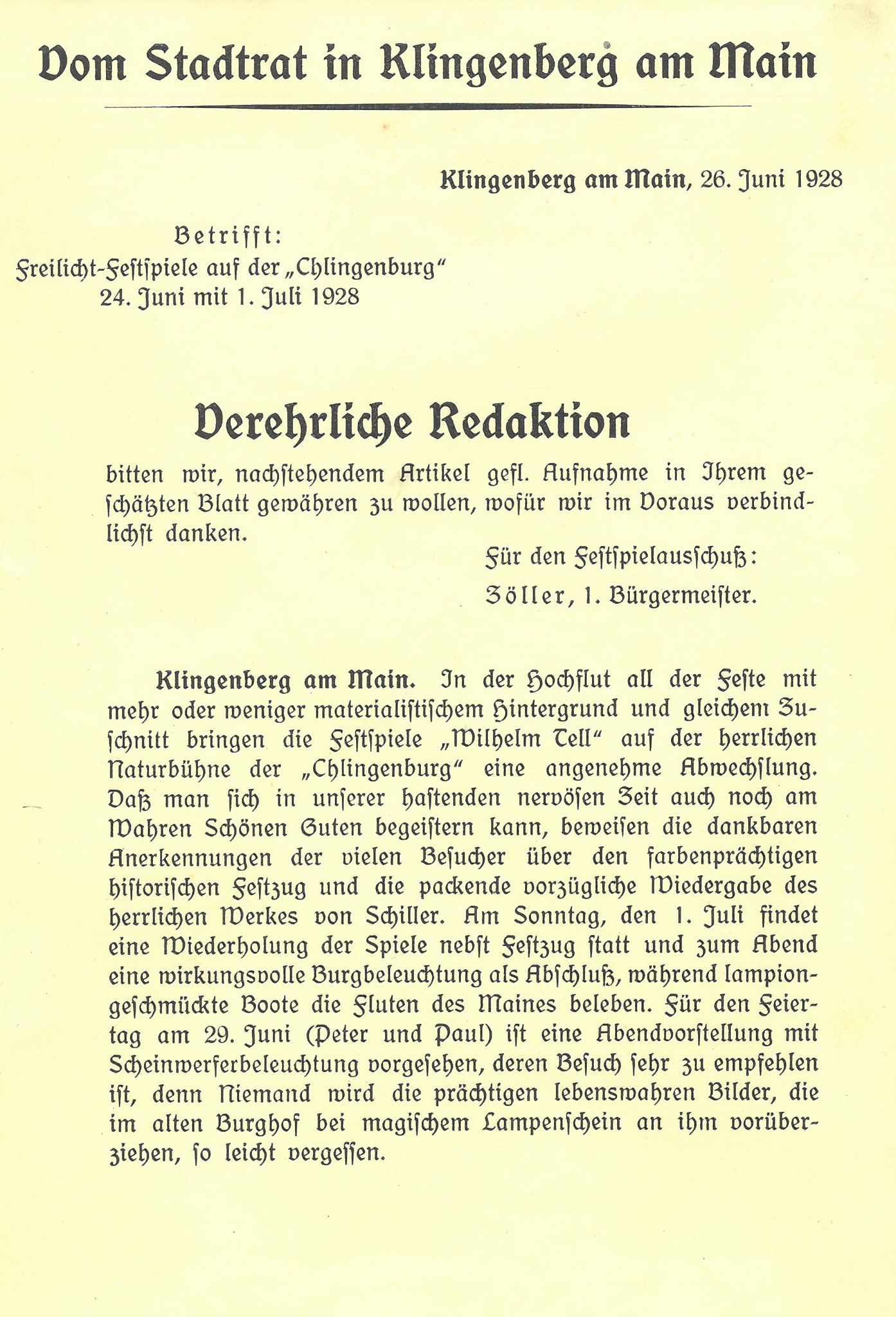 Bitte um Veröffentlichung in der Presse