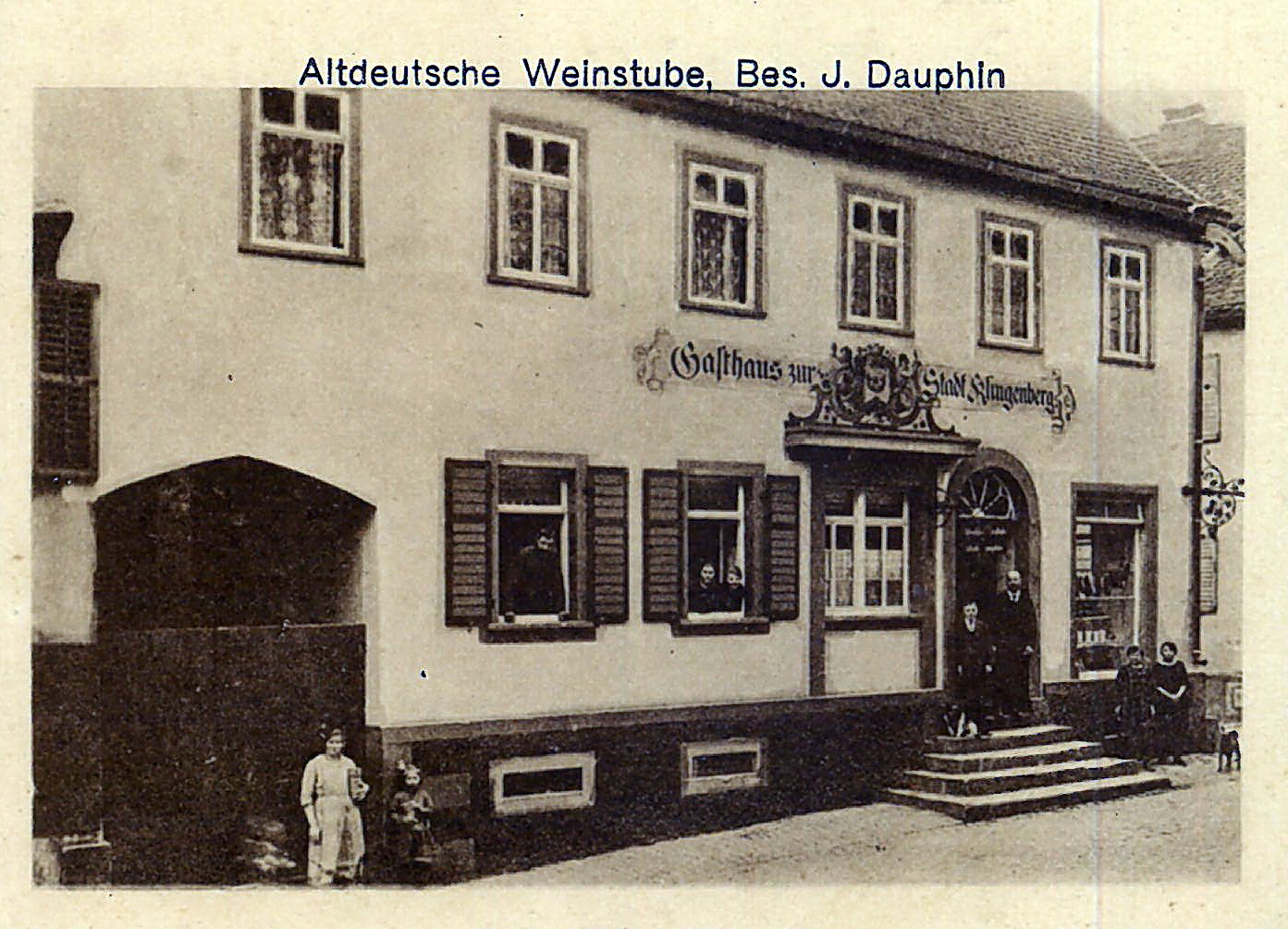 Gasthaus "Zur Stadt Klingenberg" Altdeutsche Weinstube ca. 1922