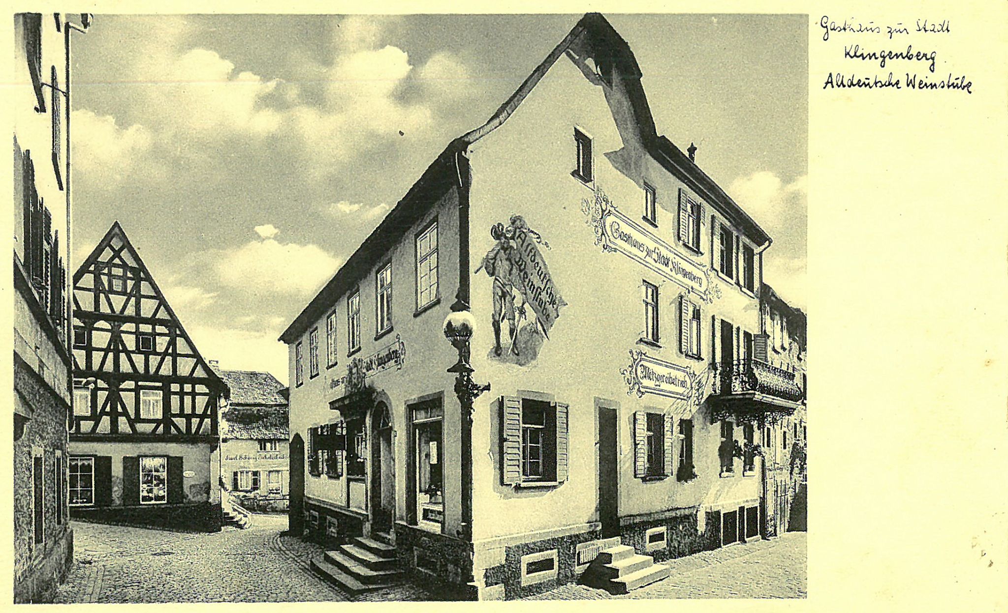 Gasthaus "Zur Stadt Klingenberg" Altdeutsche Weinstube. Es war auch Amtssitz des Notars um 1900.