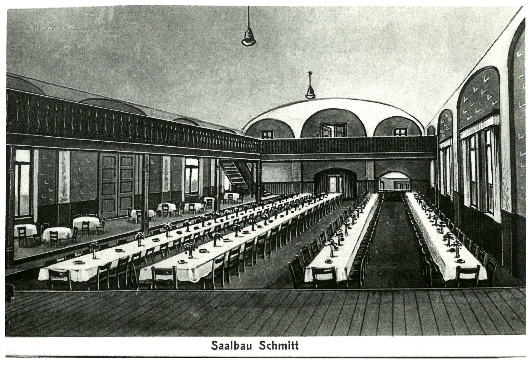 Grafik "Saalbau Schmitt" um 1930