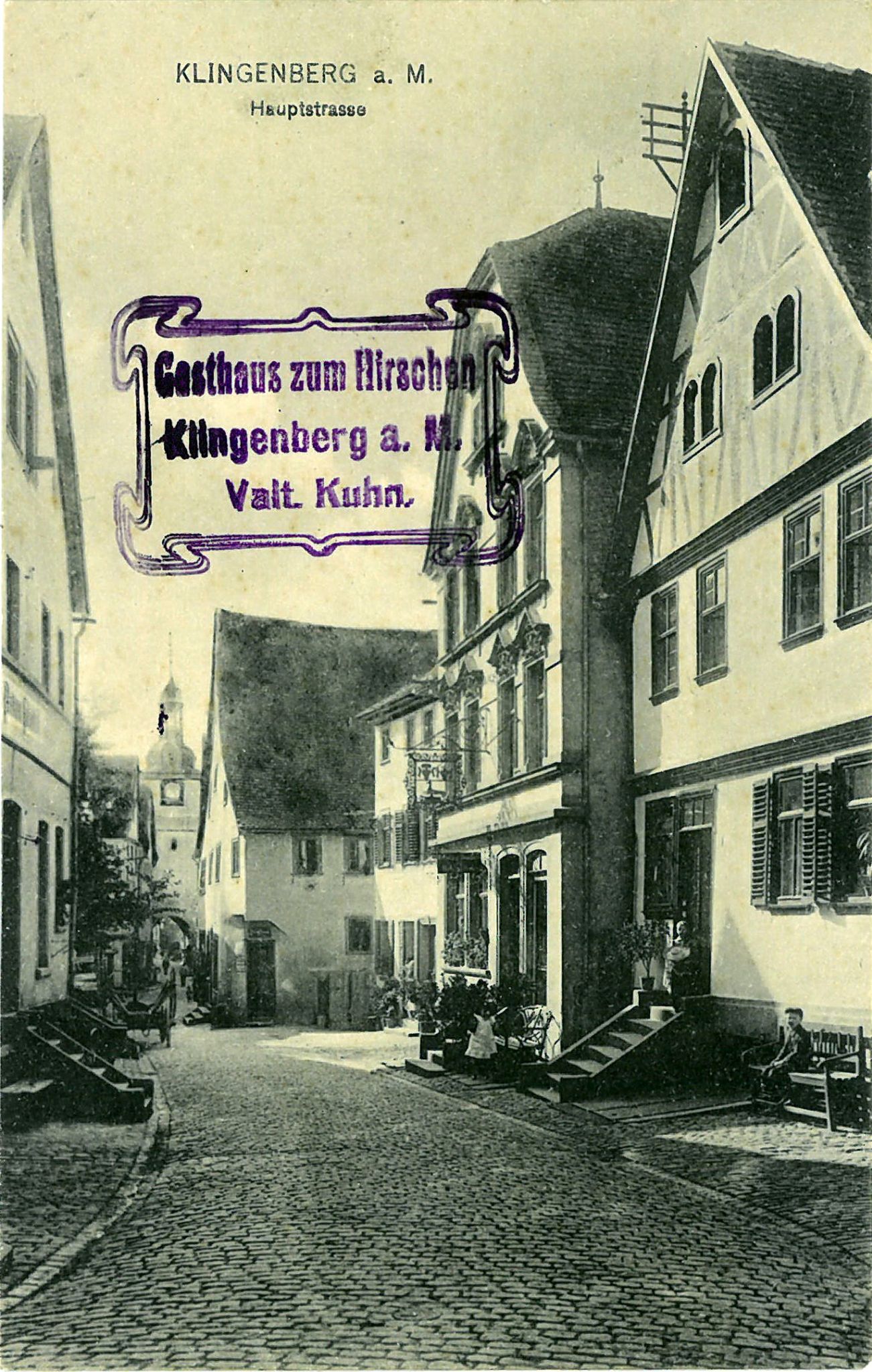 Die Hauptstraße mit Gasthaus zum Hirschen ca. 1915