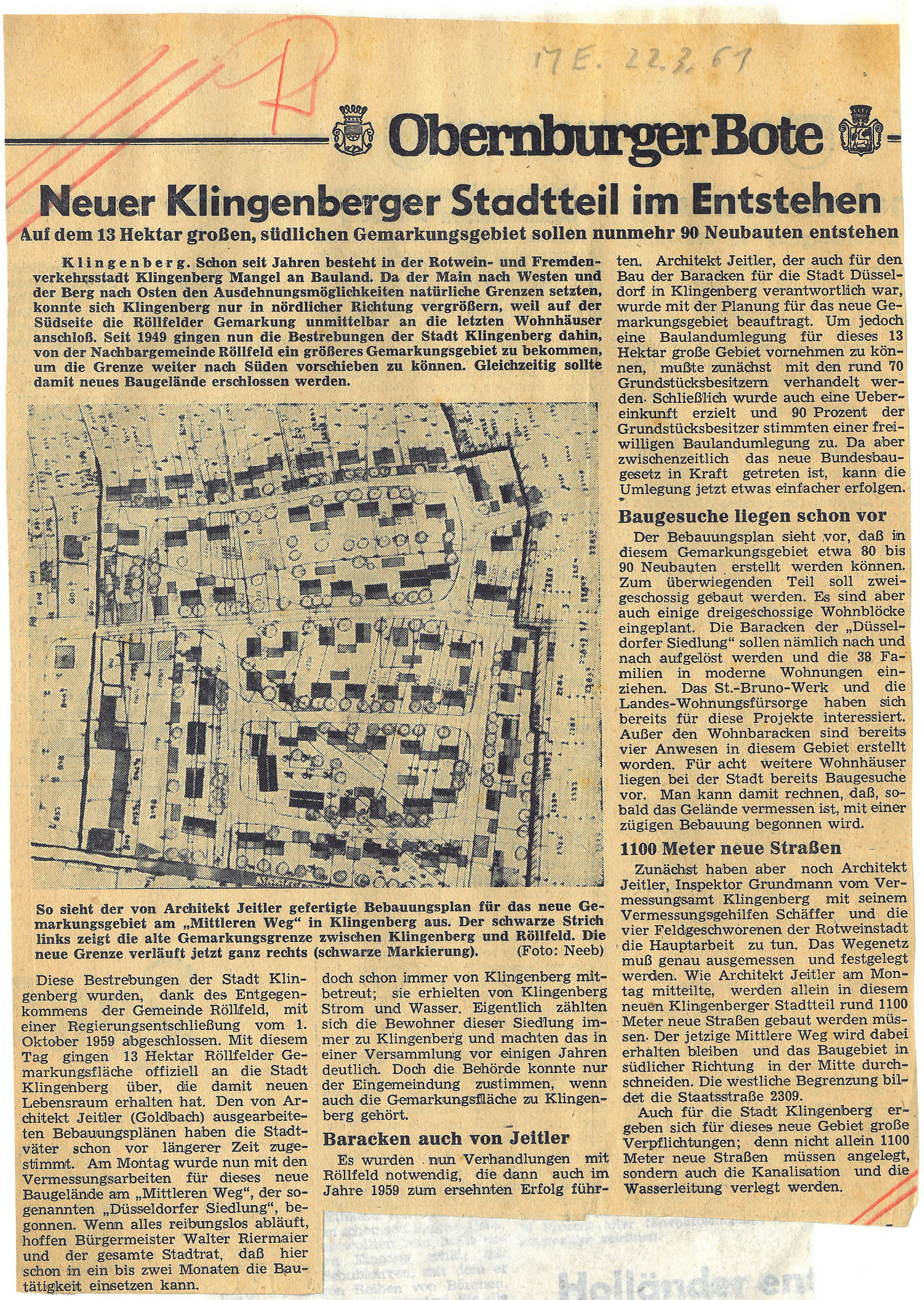 Zeitungsausschnitt vom 22.03.1961