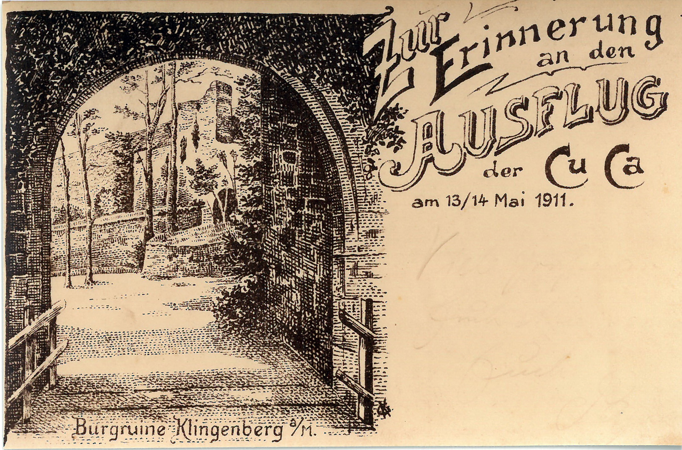 Ansichtskarte der Burgruine 1911