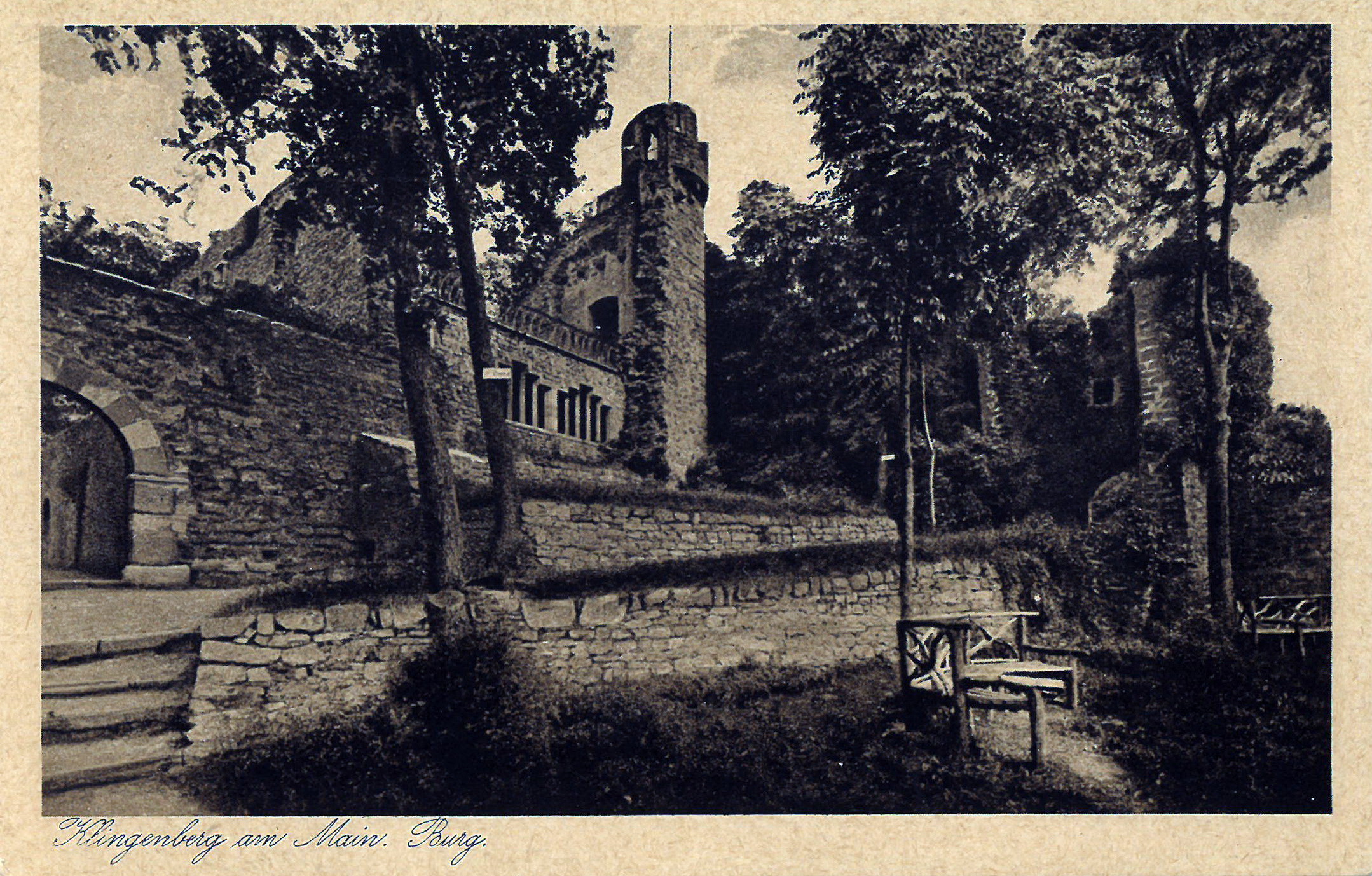 Ansichtskarte der Burgruine um 1920