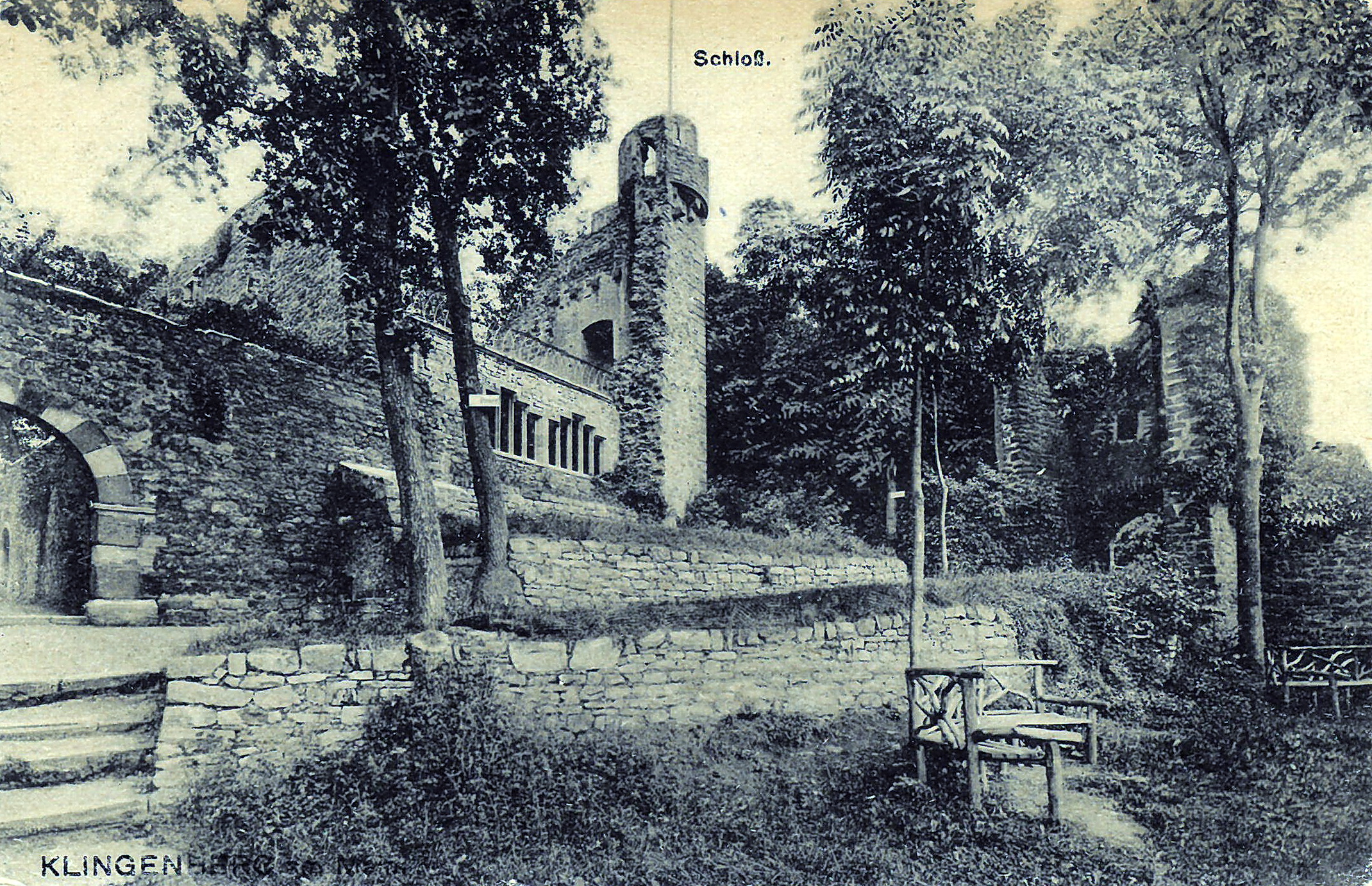 Ansichtskarte der Burgruine um 1920