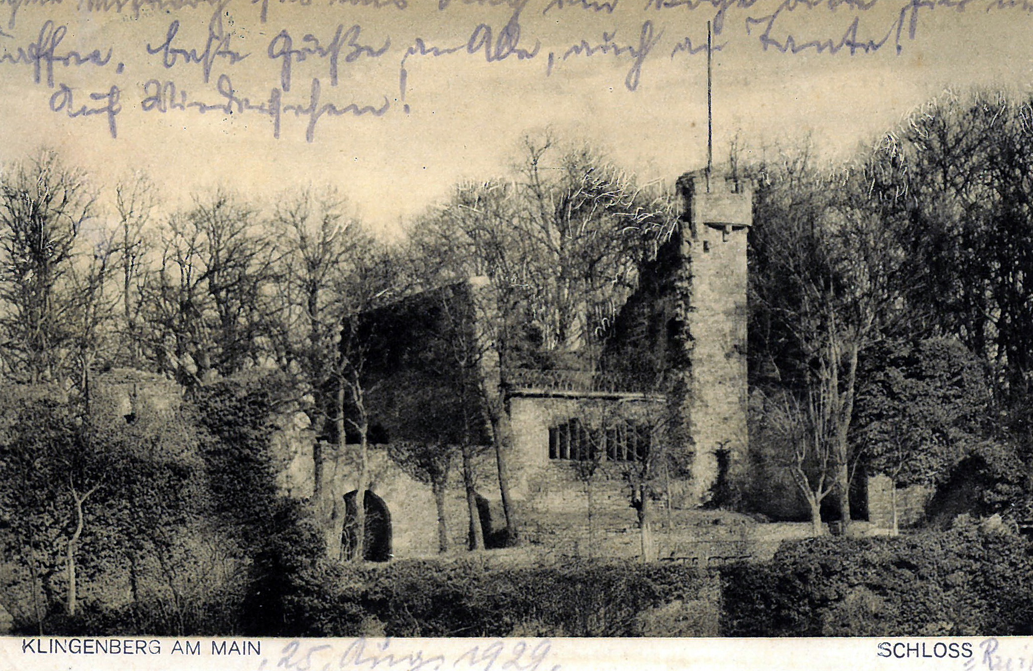 Ansichtskarte der Burgruine um 1929