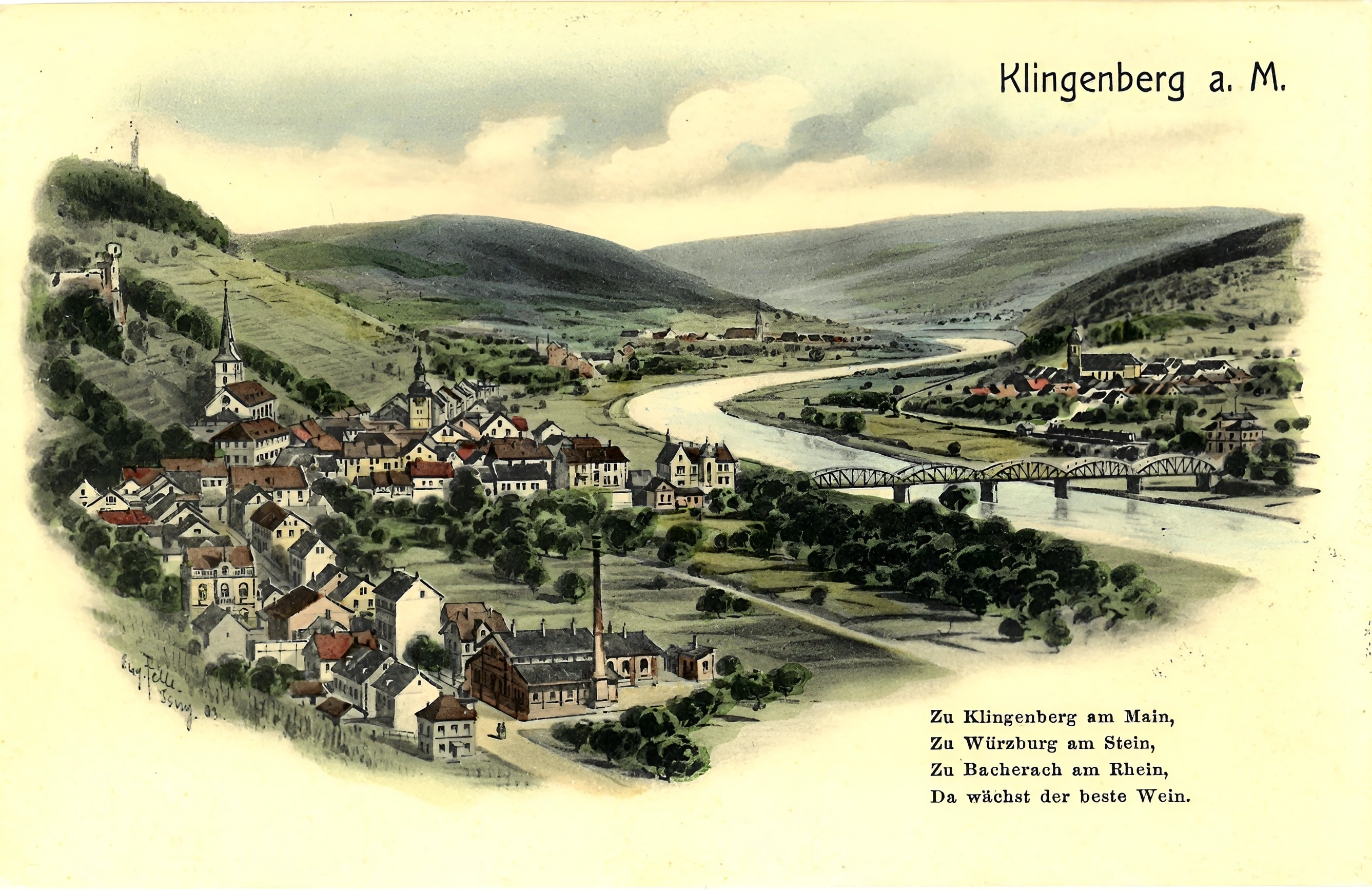 Ansichtskarte, Lithographie von Eugen Felle um 1903