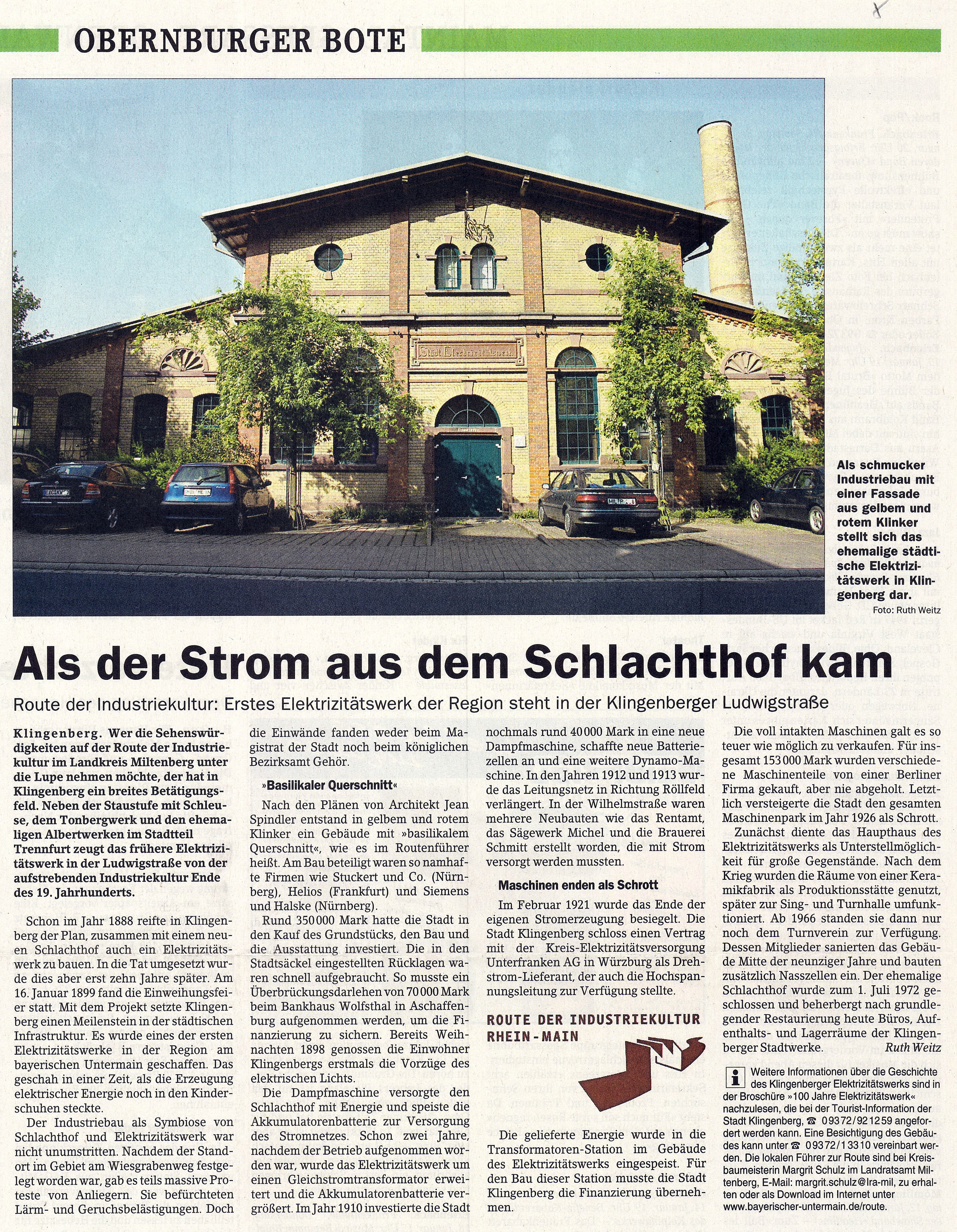 Zeitungsbericht "Als der Strom aus dem Schlachthof kam"