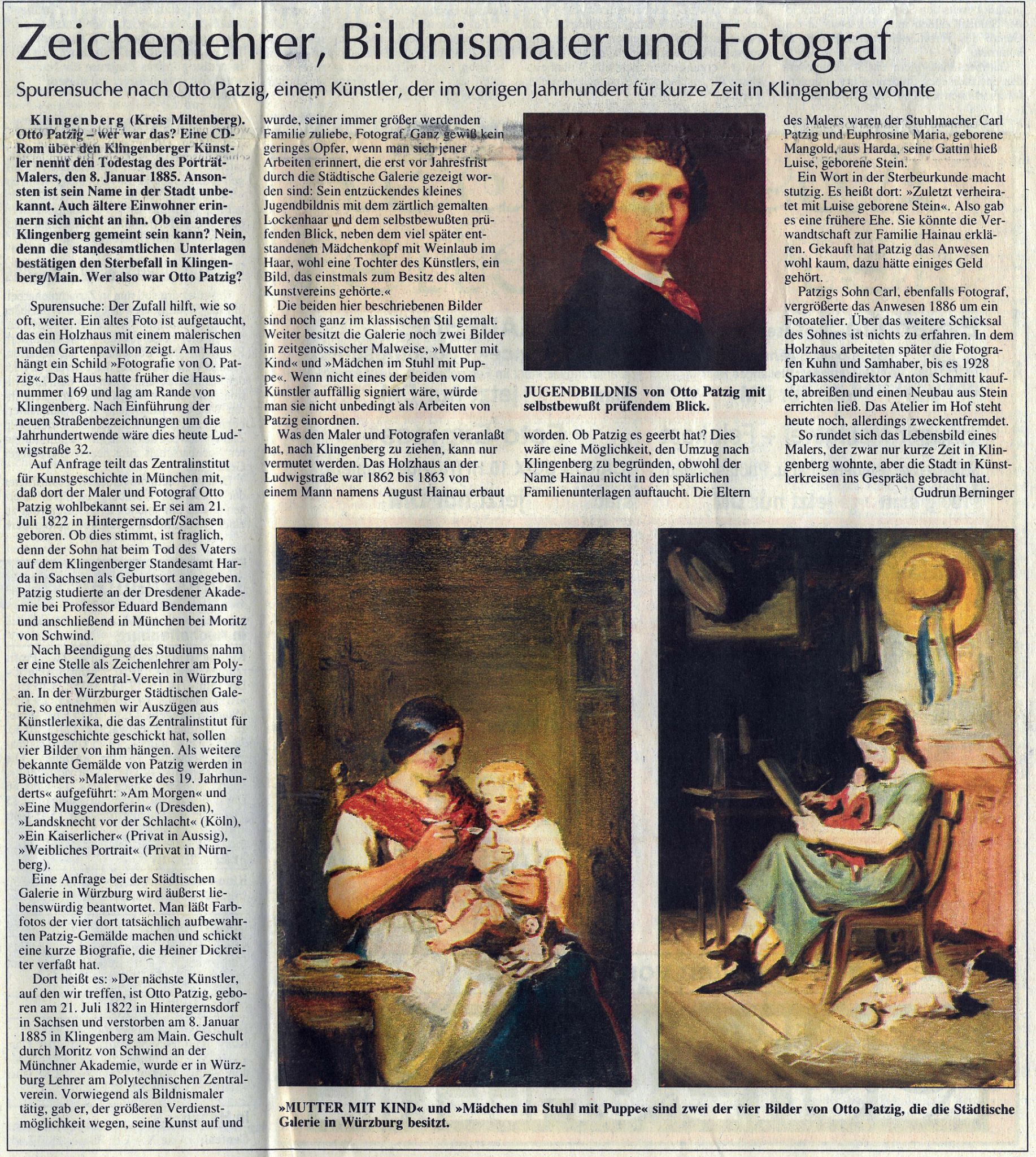Zeitungsartikel zu Otto Patzig vom 17.08.1998