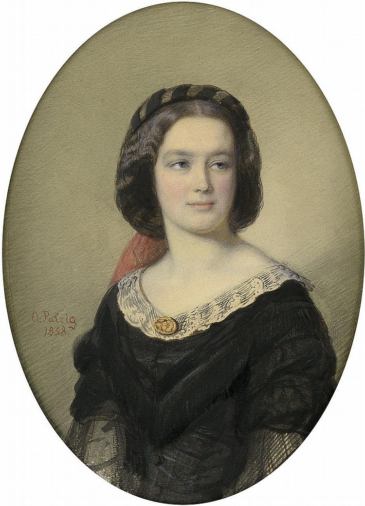 Portrait einer jungen Dame mit Haarkranz