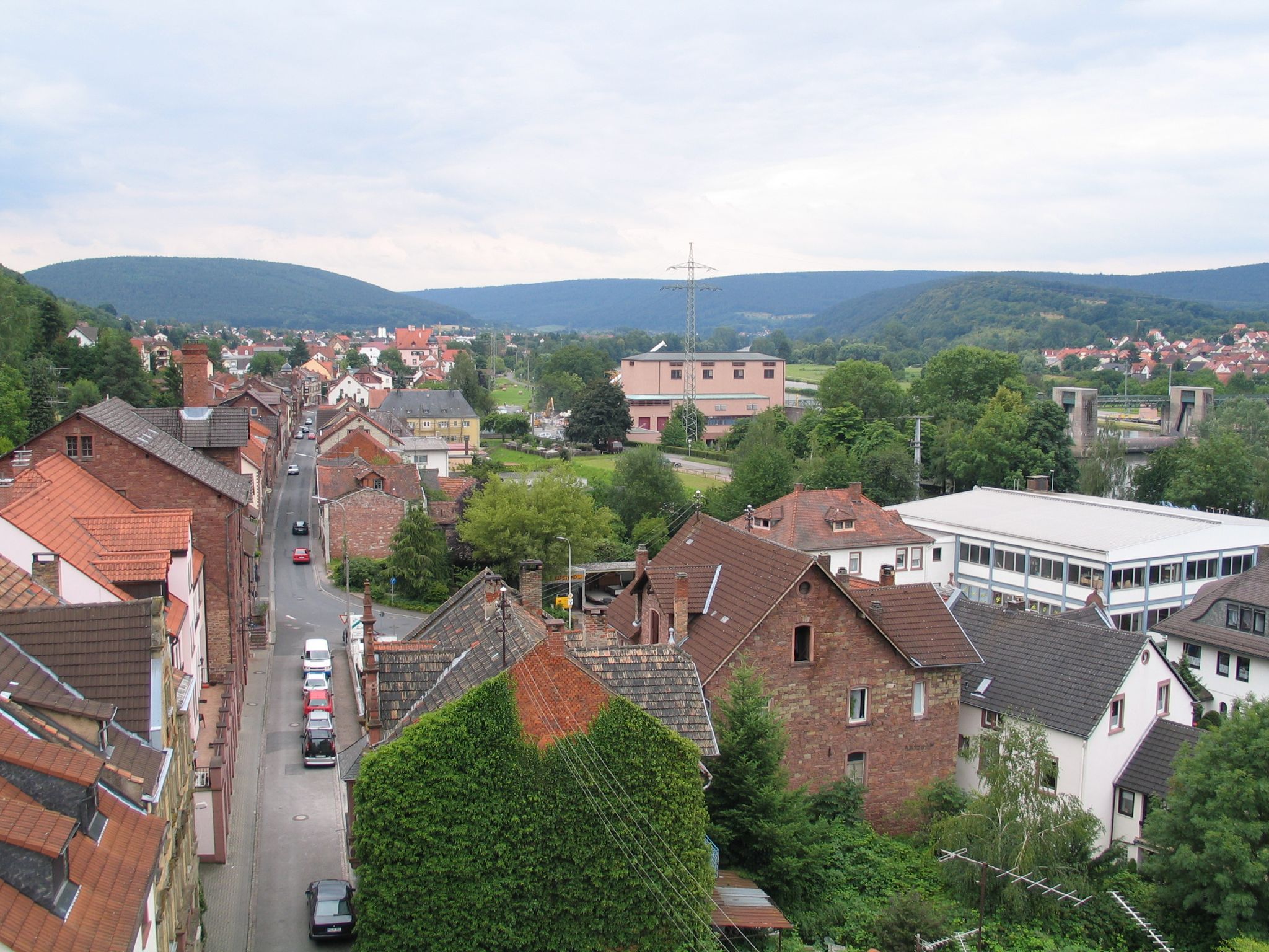 Blick vom Brunntorturm auf die Südspitze und die Wilhelmstraße