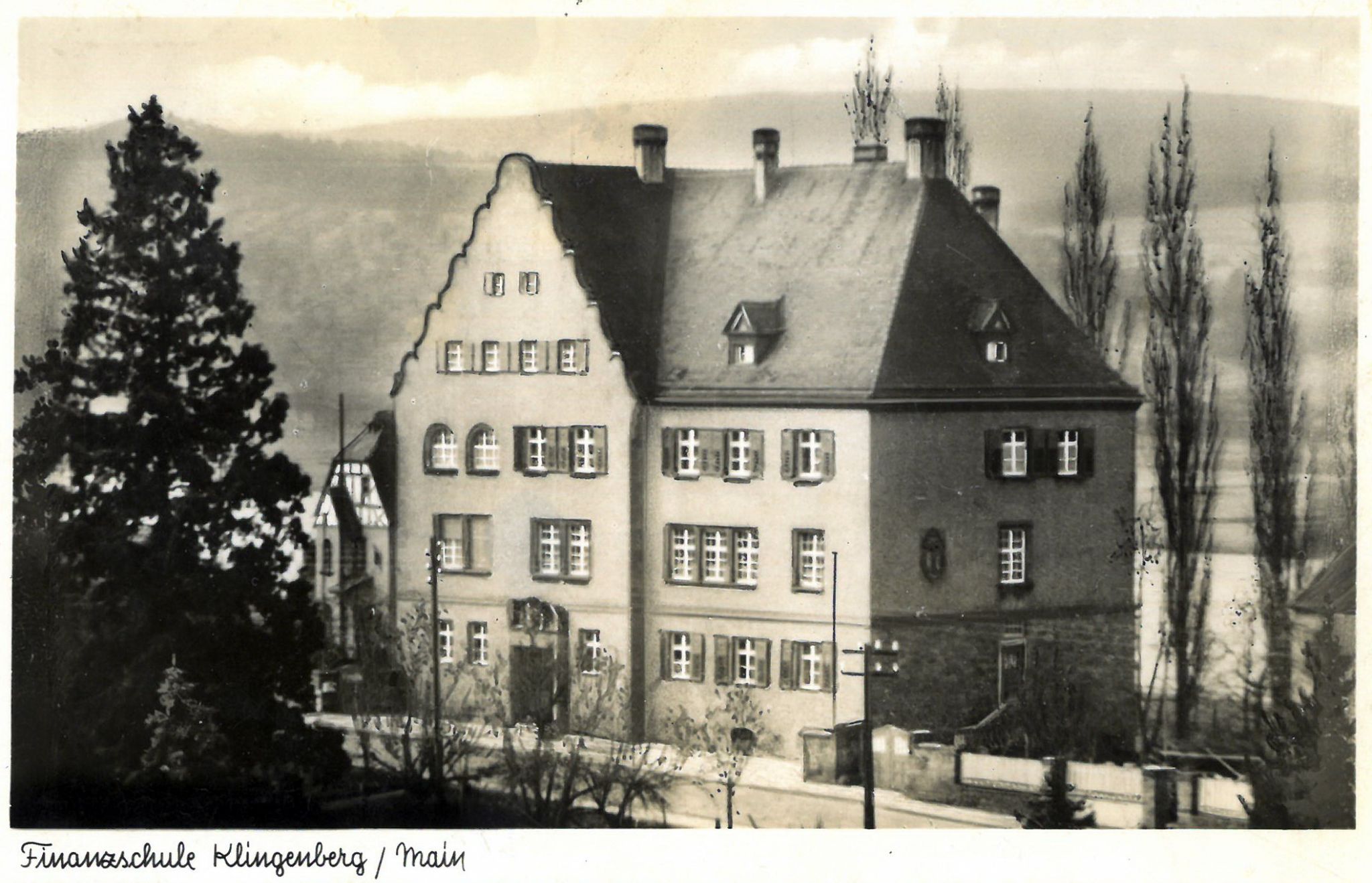 Ansichtskarte Finanzschule, gel. 1952