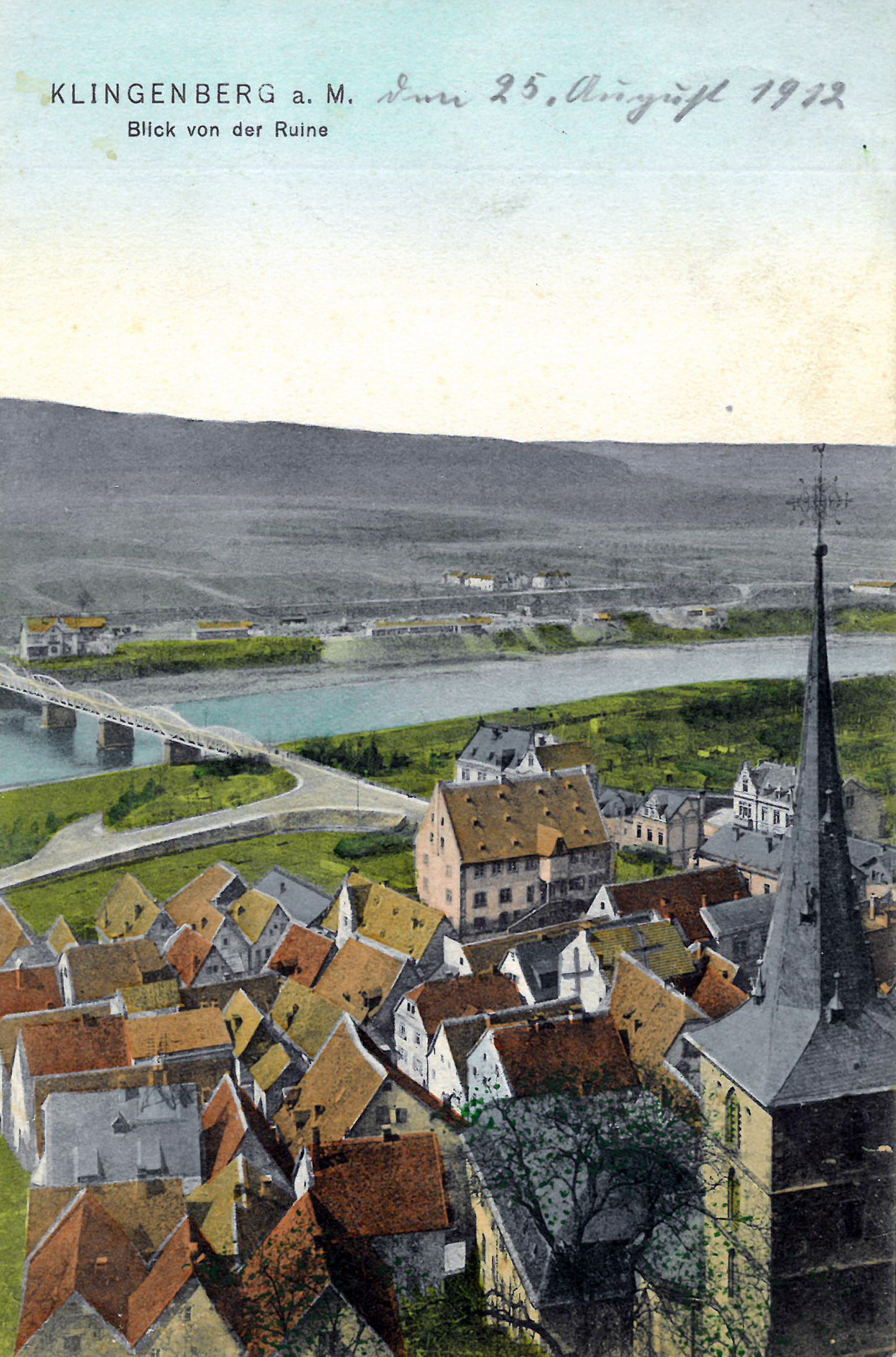Blick von der Burgruine nach Westen um 1912