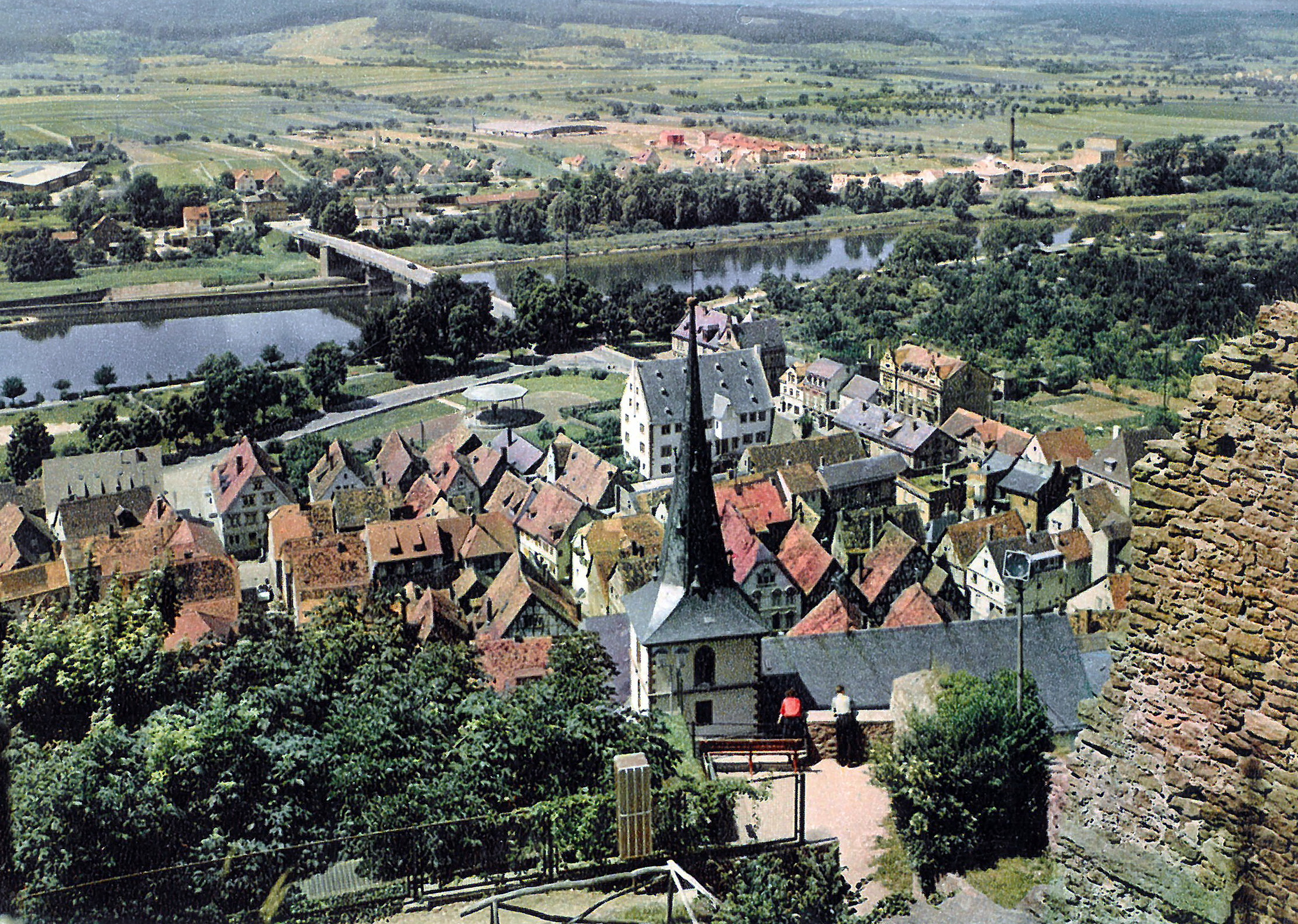 Blick von der Clingenburg nach Westen um 1967