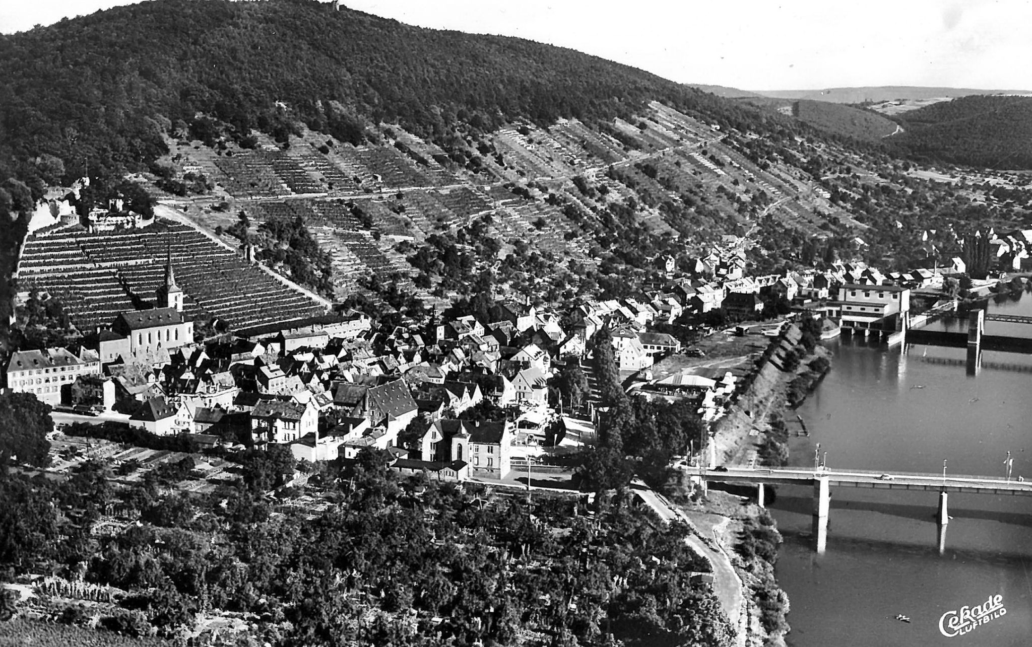 Ansichtskarte Luftbild aus südwestlicher Richtung 1954