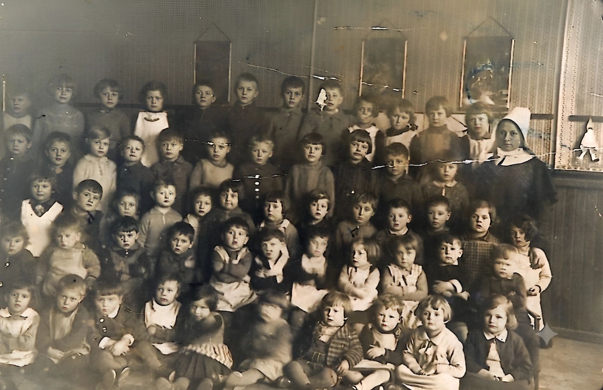 Gruppenfoto der Kinderschule der Jahrgänge 1926 und 1927