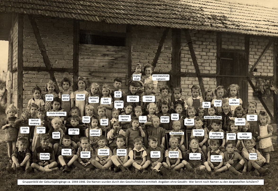 Gruppenbild Kinderschule 1951 mit Namen