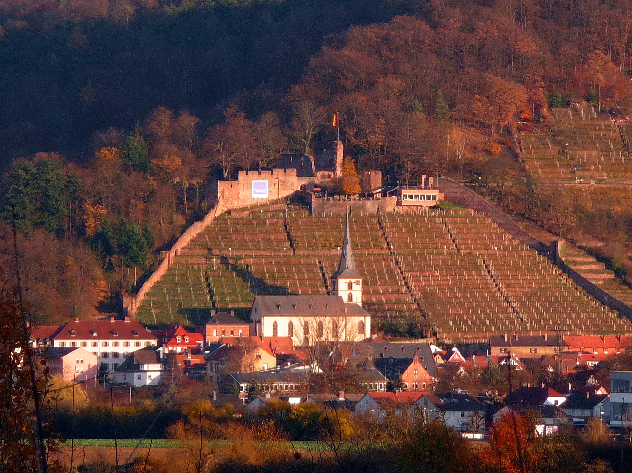 Die Pfarrkirche thront auf exponierter Höhe unterhalb der Burg
