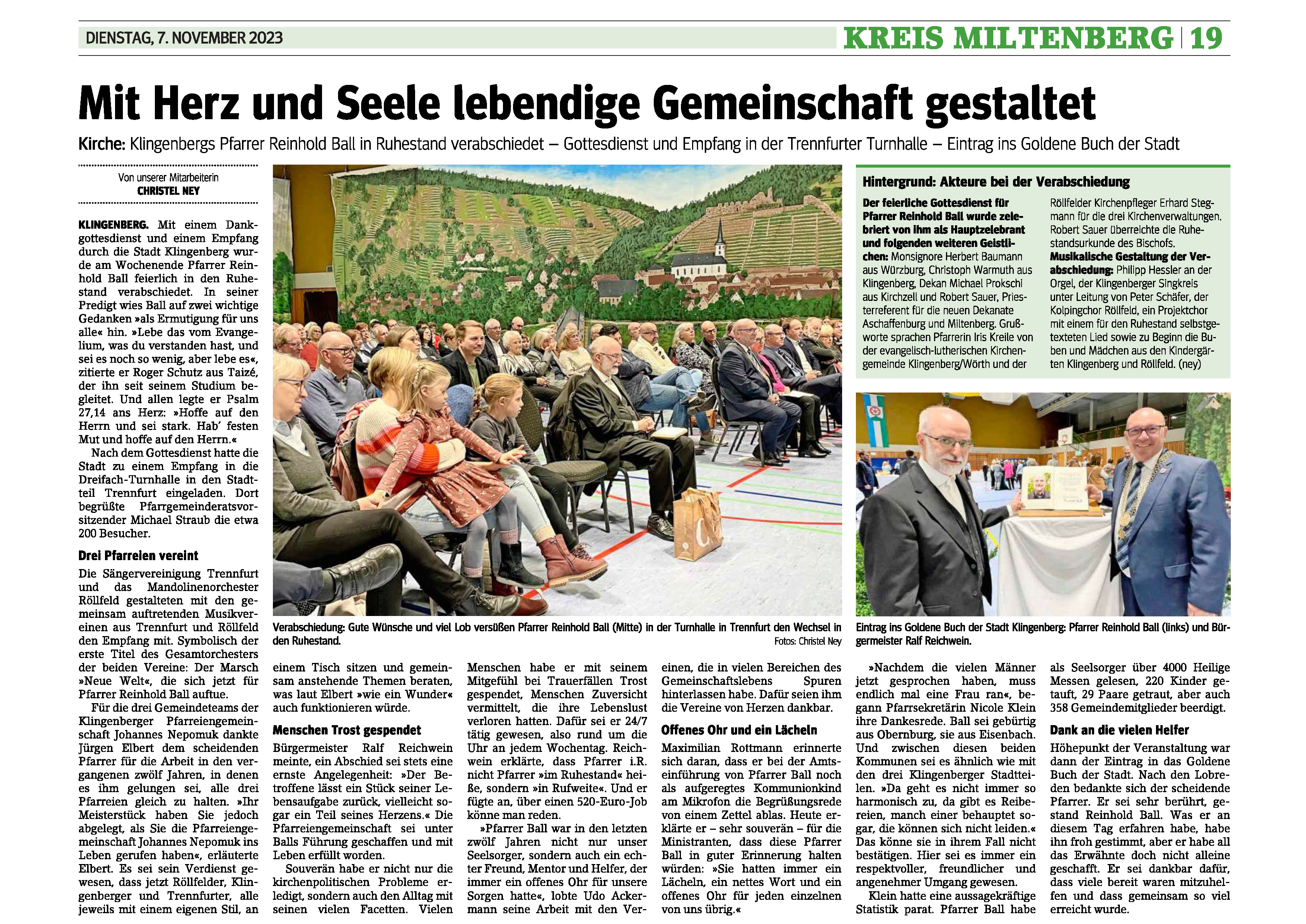 Zeitungsbericht vom 07.11.2023 (Main-Echo)