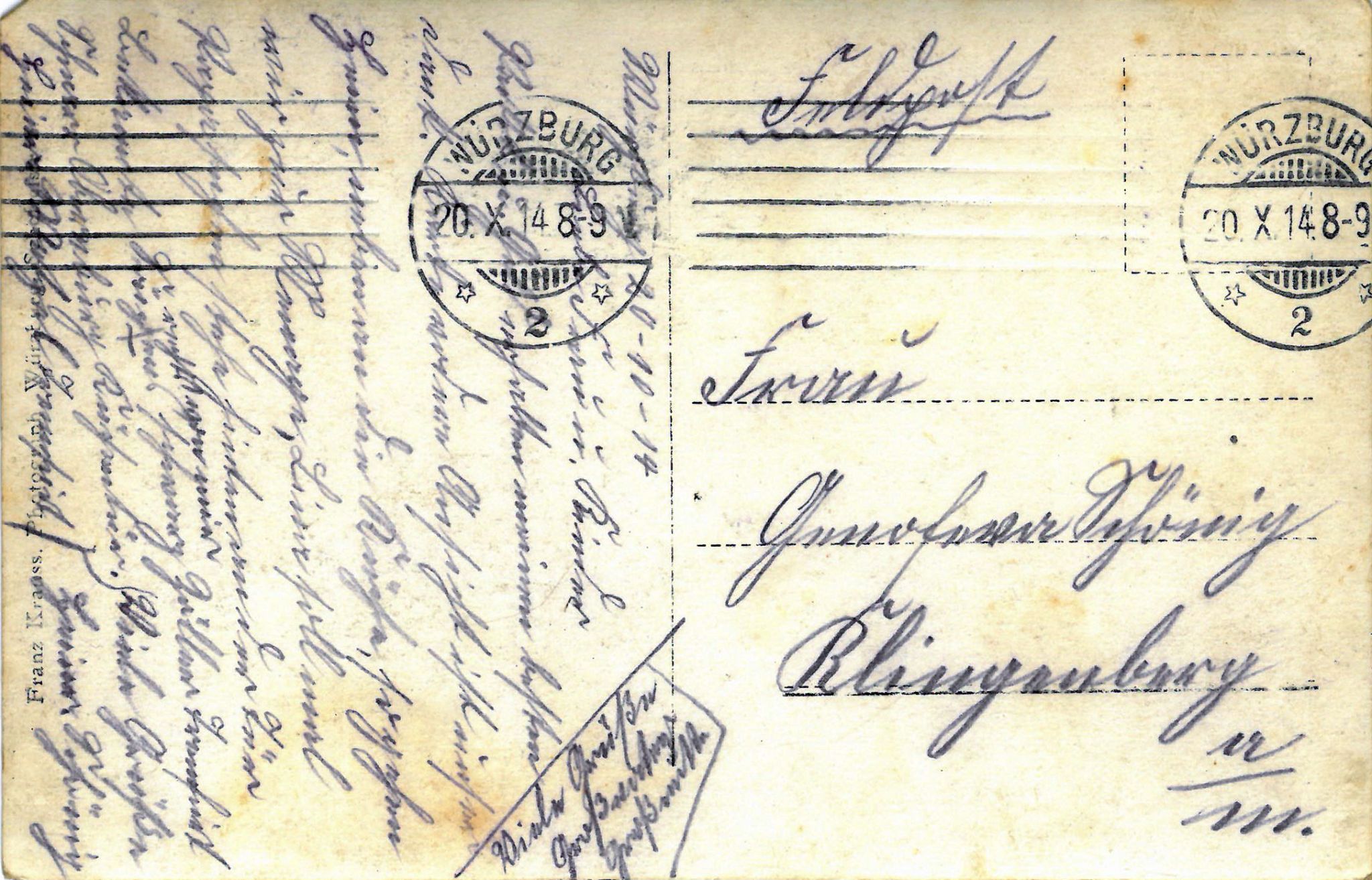 Ansichtskarte "Essenfassen" 1914 (Rückseite)