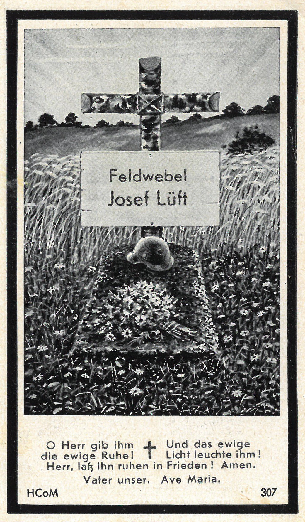 Josef Lüft (Rückseite des Sterbebildchens)